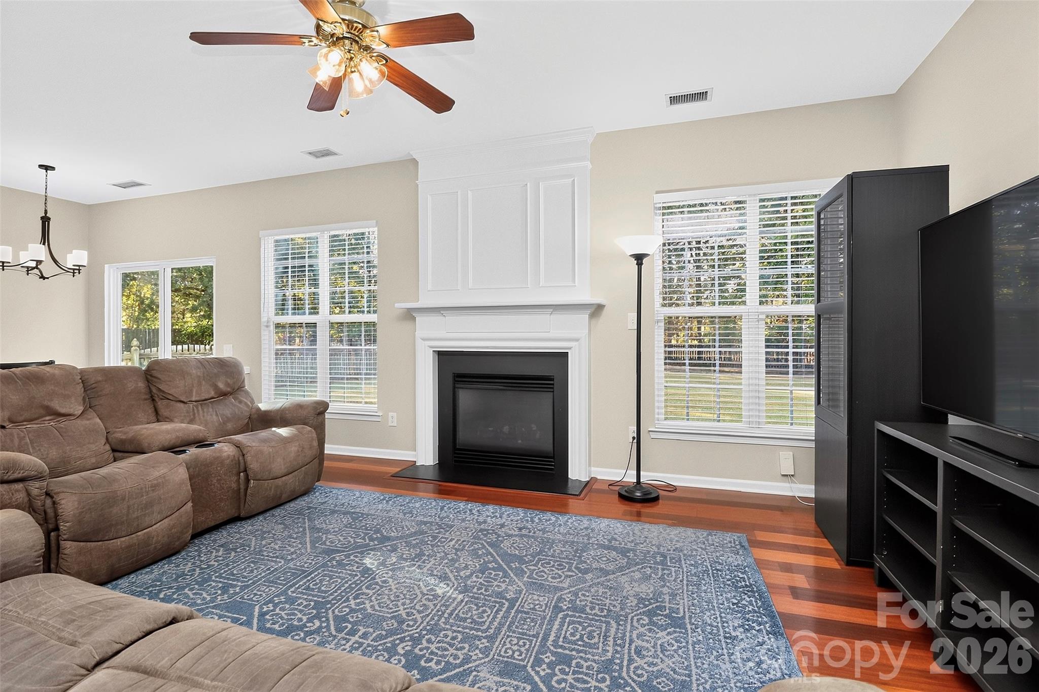 Family Room with Fireplace - 6617 Haddonfield Place, Charlotte