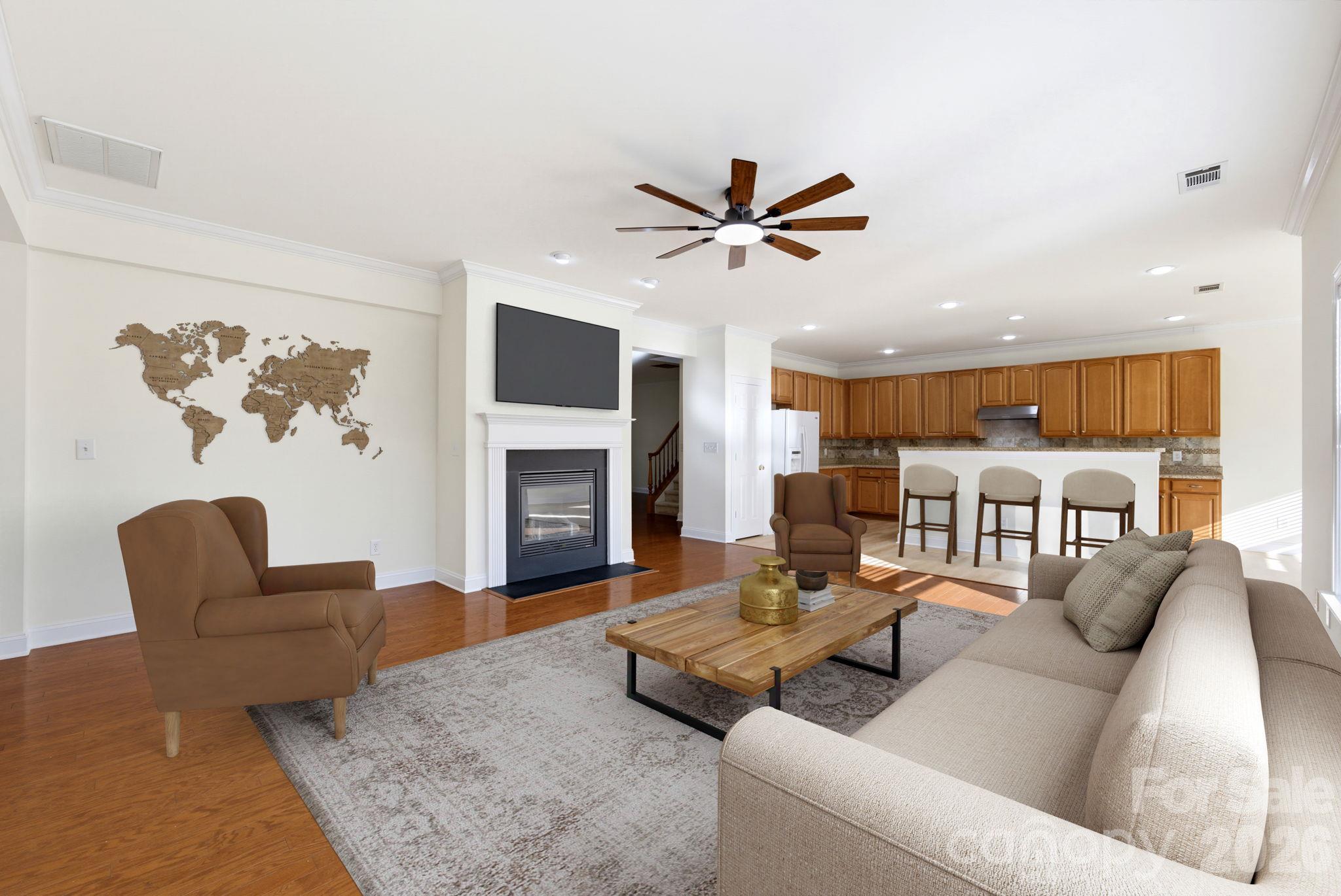 Great Room Virtually Staged - 529 Putting Drive, Fort Mill
