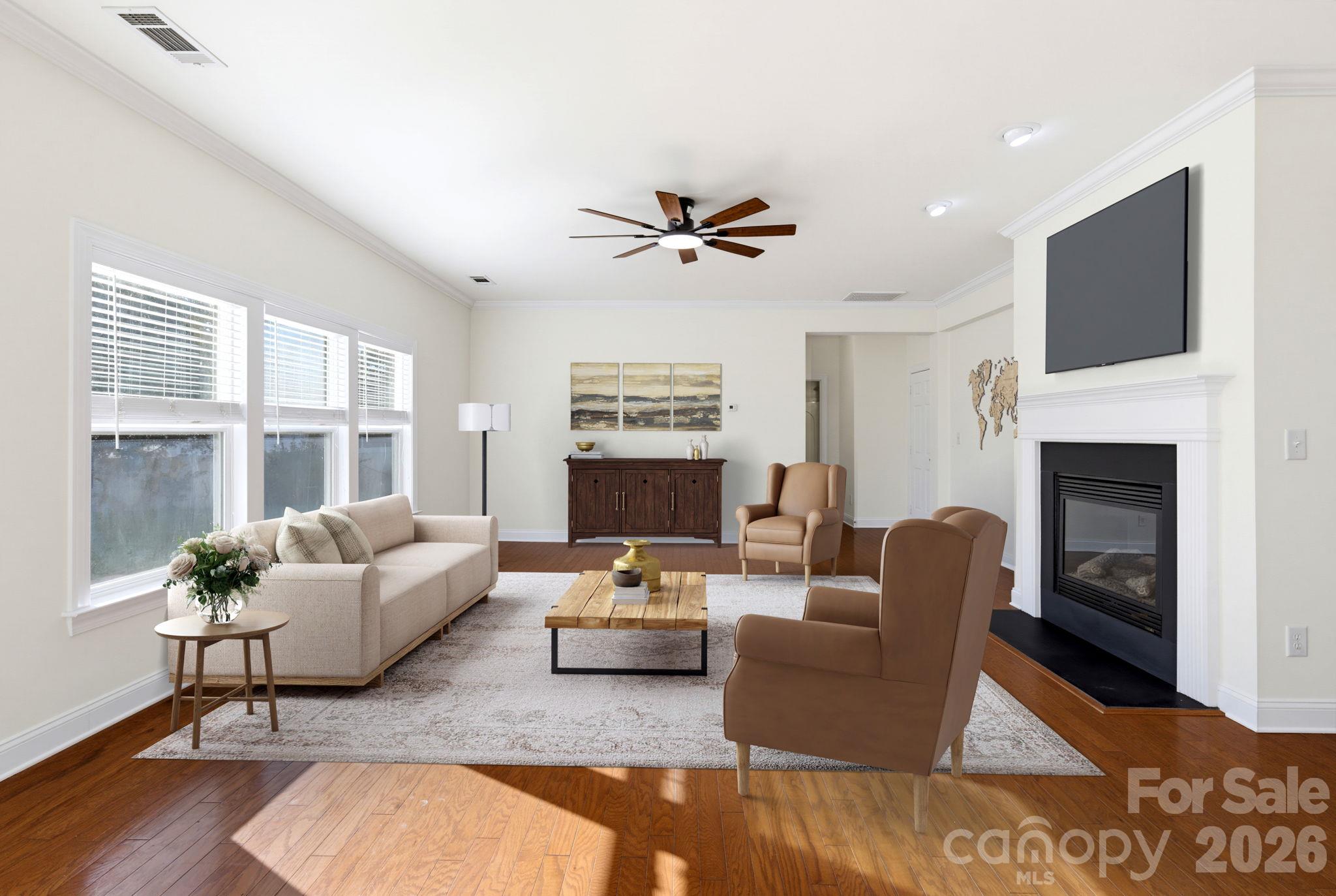 Great Room Virtually Staged - 529 Putting Drive, Fort Mill