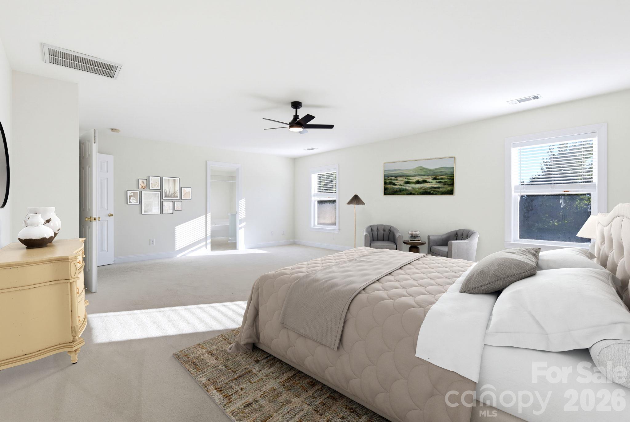 Primary Bedroom Virtually Staged - 529 Putting Drive, Fort Mill