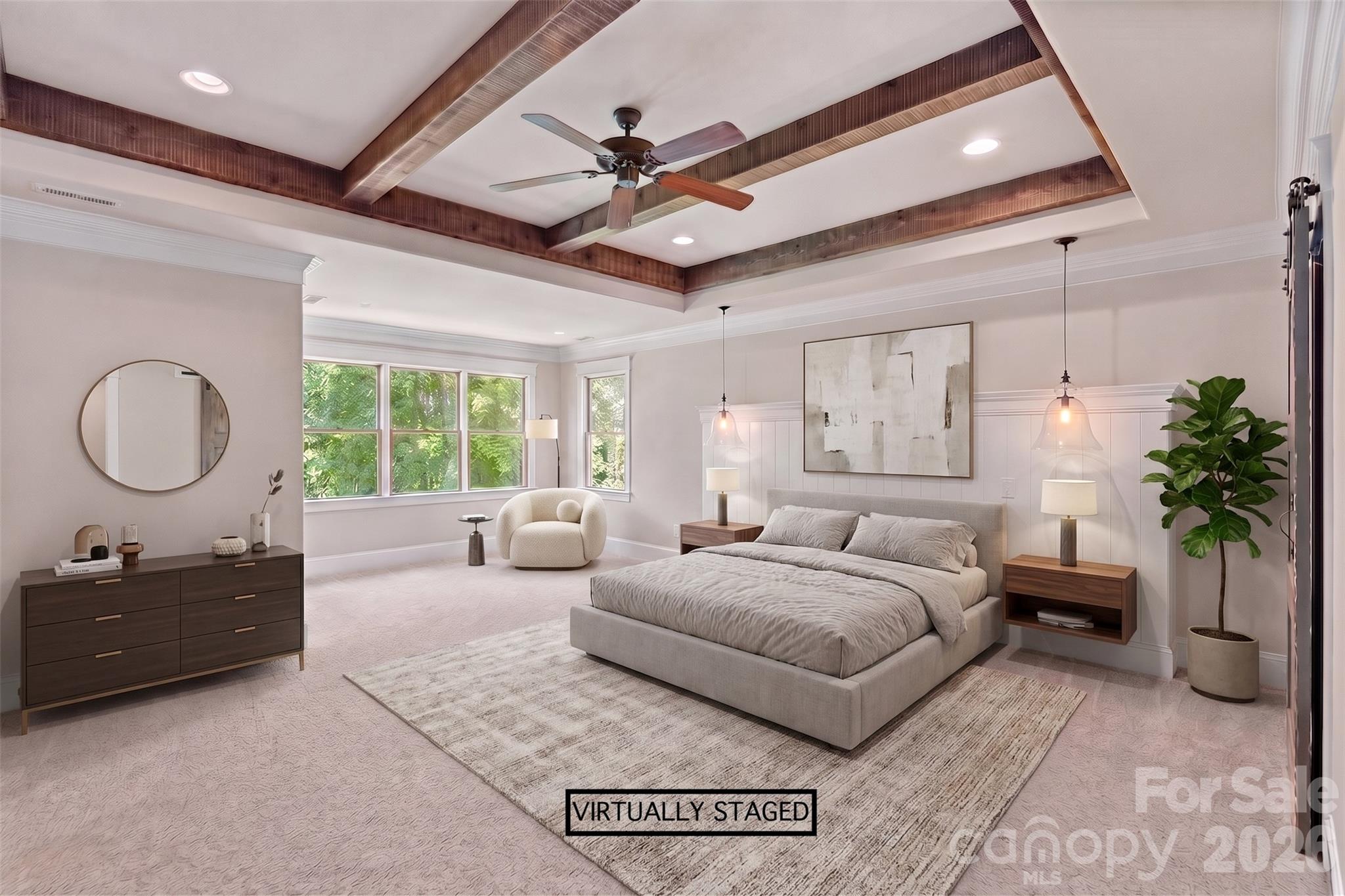 Virtually Staged Primary Bedroom - 236 Tuskarora Trail, Mooresville