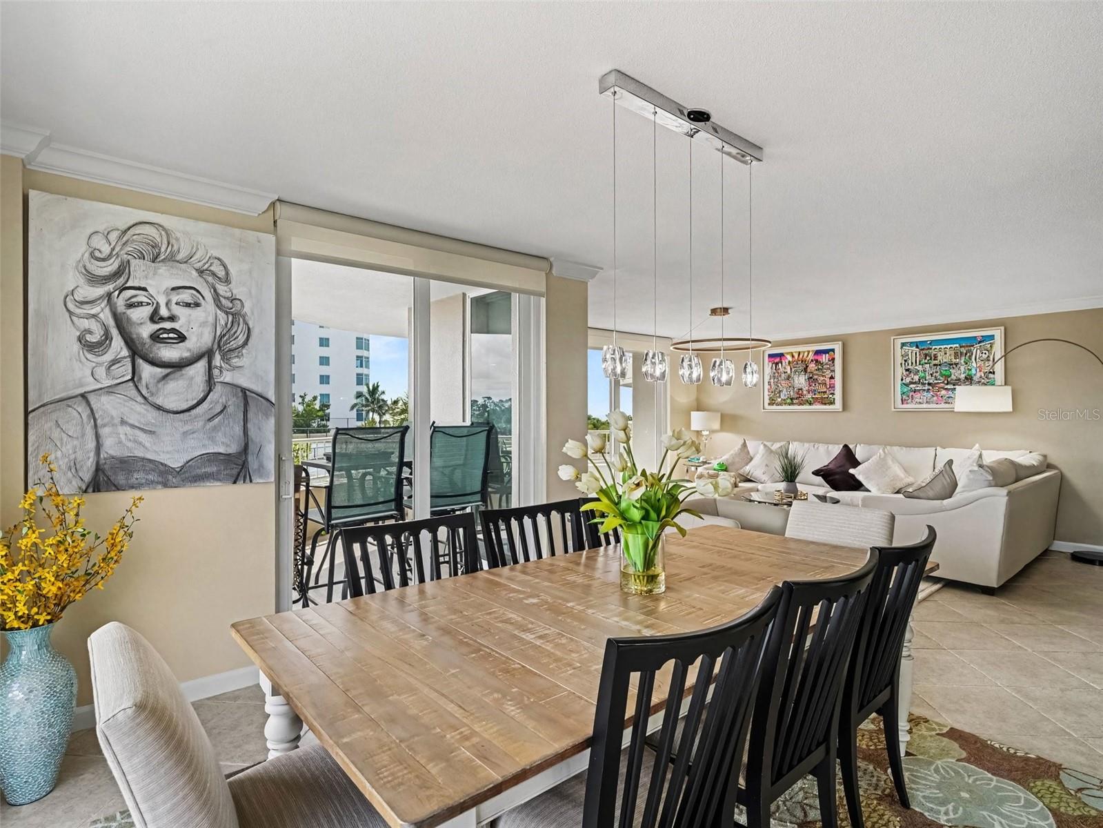 Dining opens to Living room and Balcony - 775 LONGBOAT CLUB RD #304, LONGBOAT KEY