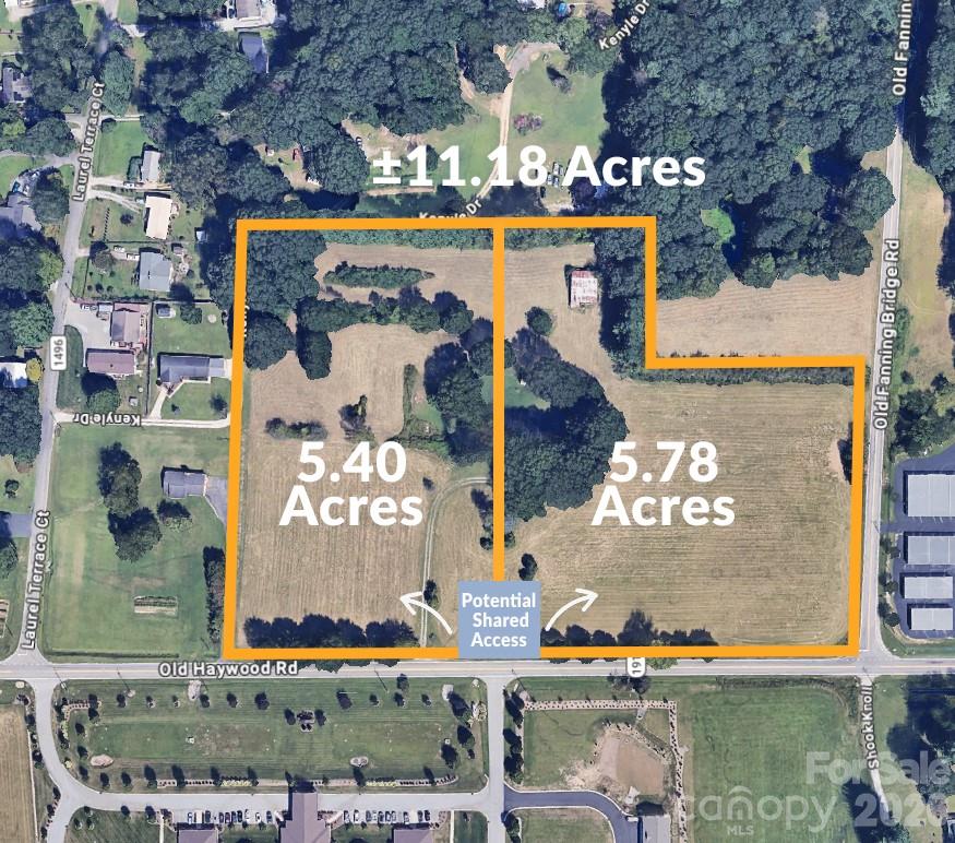 Aerial showing approx lot lines if split - 5620 Old Haywood Road, Mills River