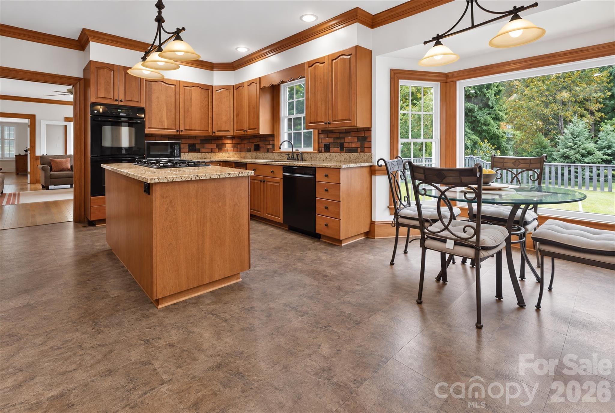 Breakfast Nook with huge picture windows overlooking the back yard - 2715 Brevard Road, Hendersonville