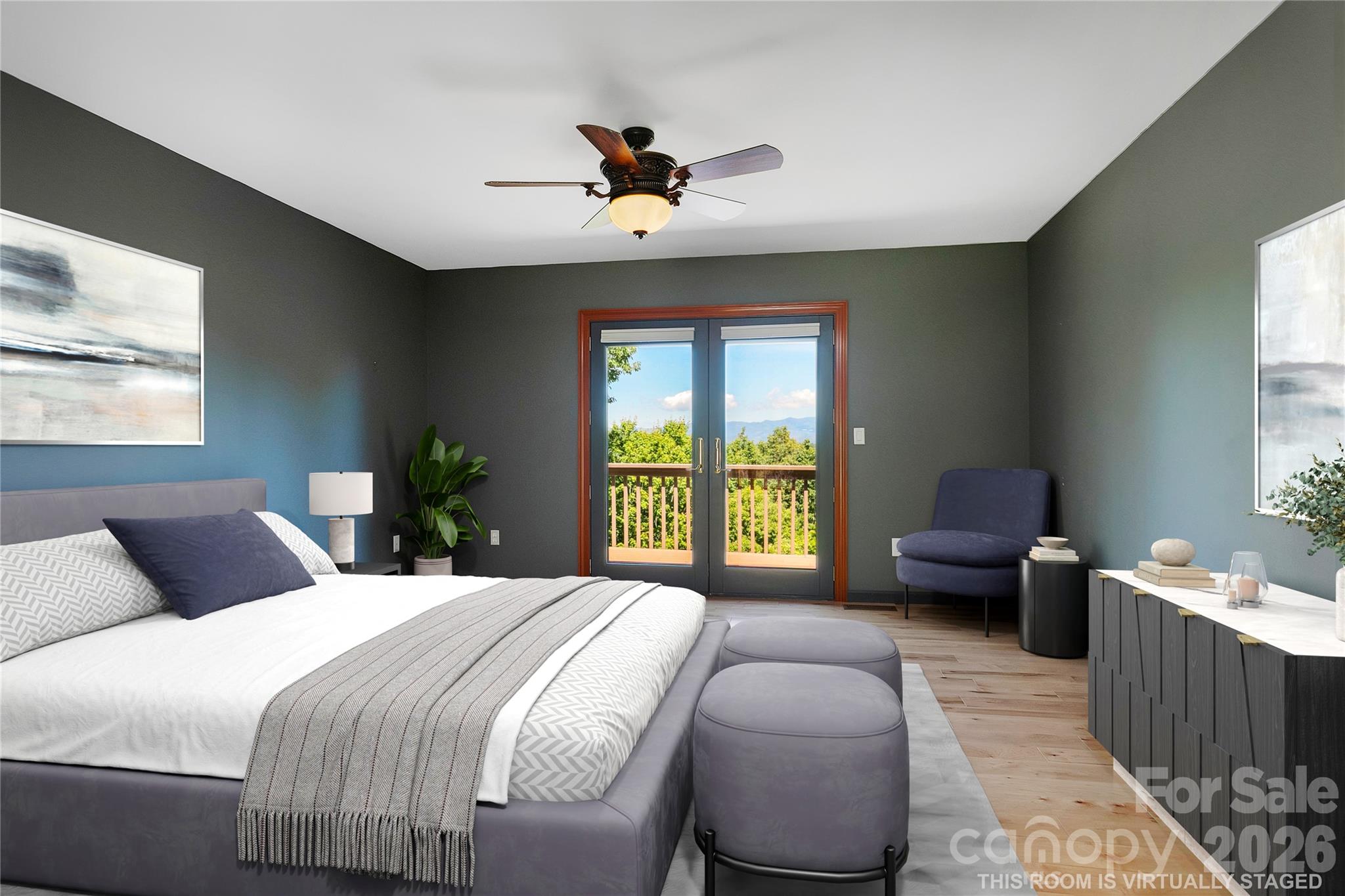 Generous primary bedroom virtually staged - 157 Kawani Lane, Brevard