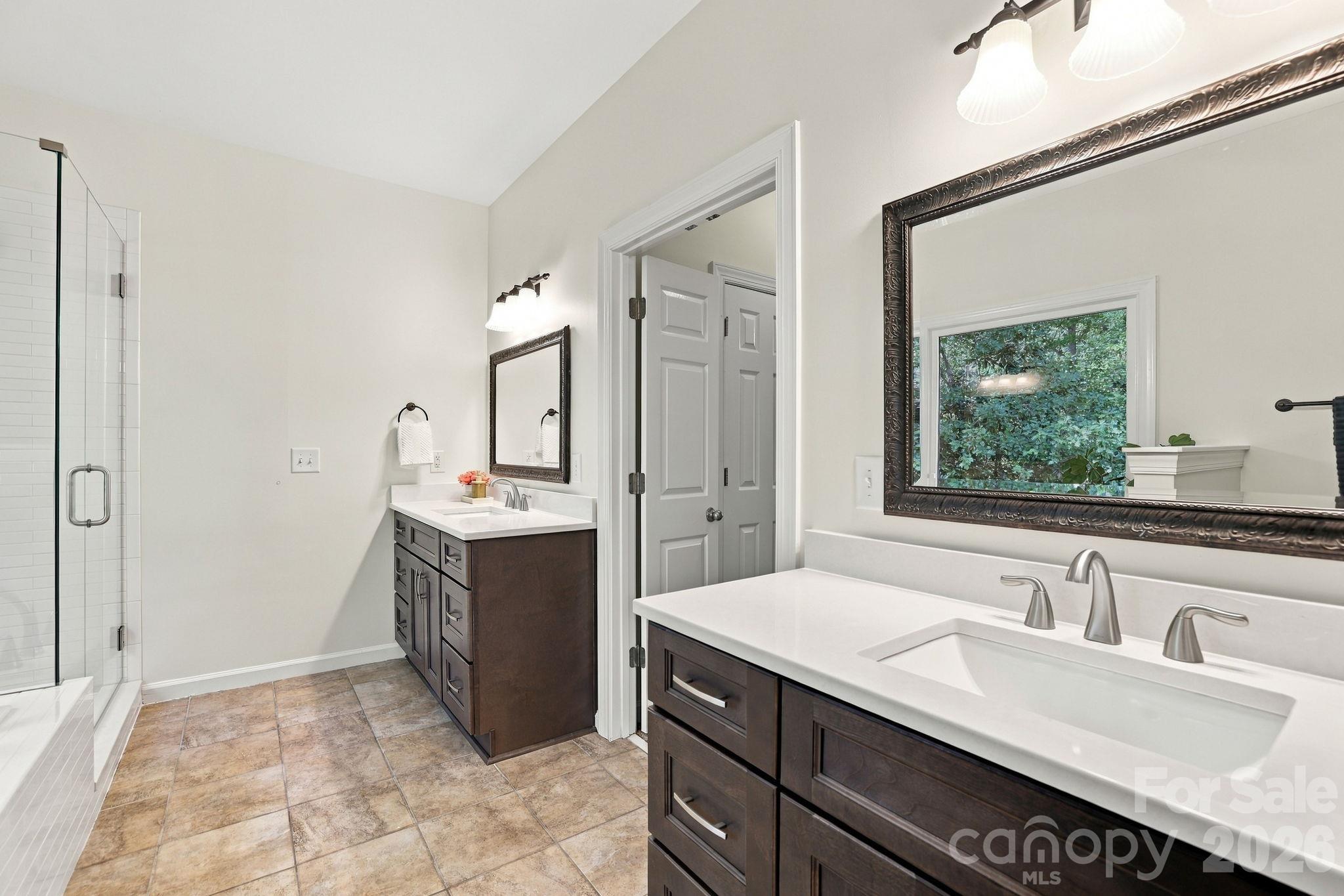 410 Whitefriars Ln Matthews 28105Primary Bathroom with new dual vanities - 410 Whitefriars Lane, Matthews