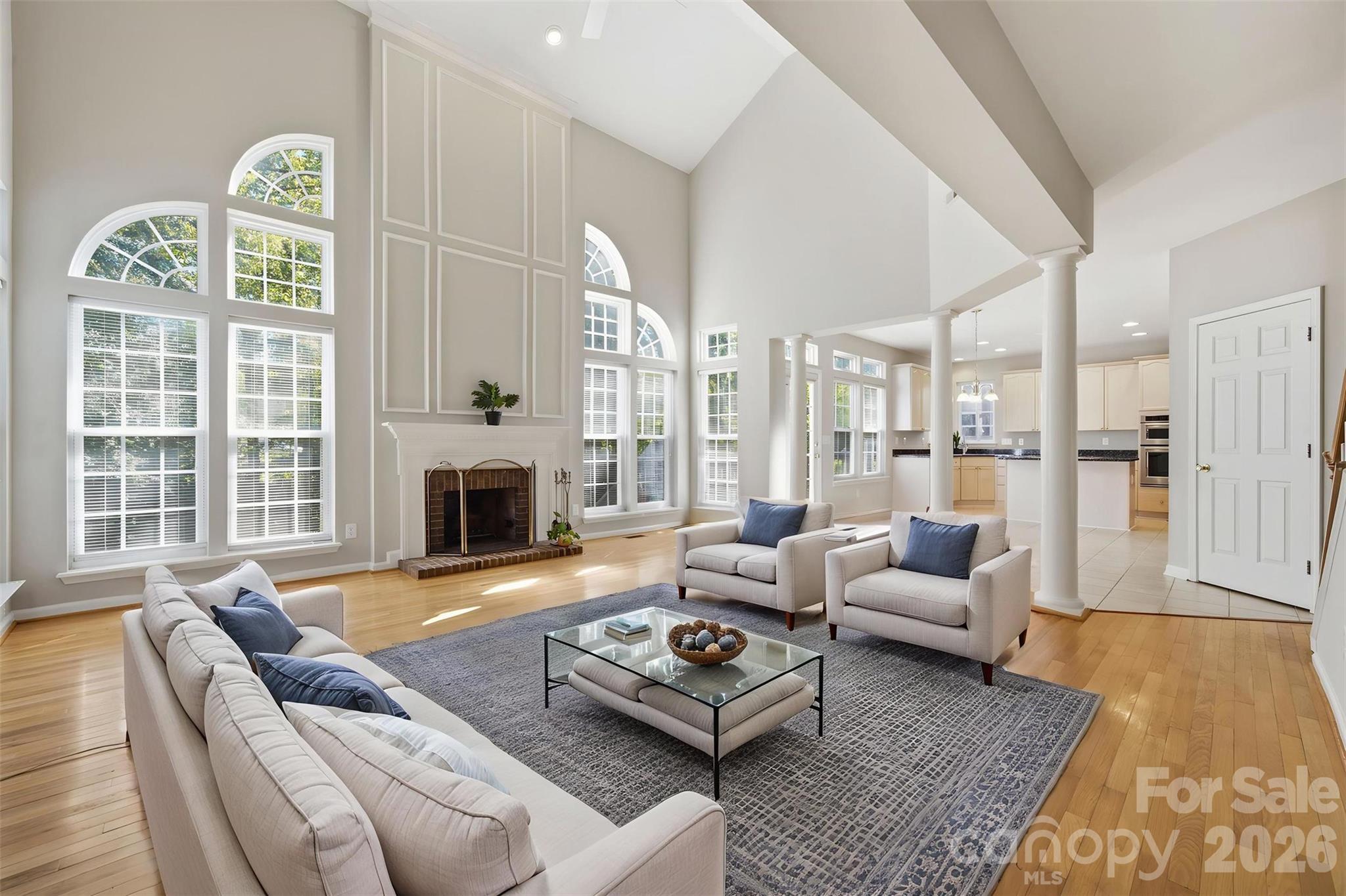 Virtually staged 2-story great room - 6211 Chavel Lane, Charlotte