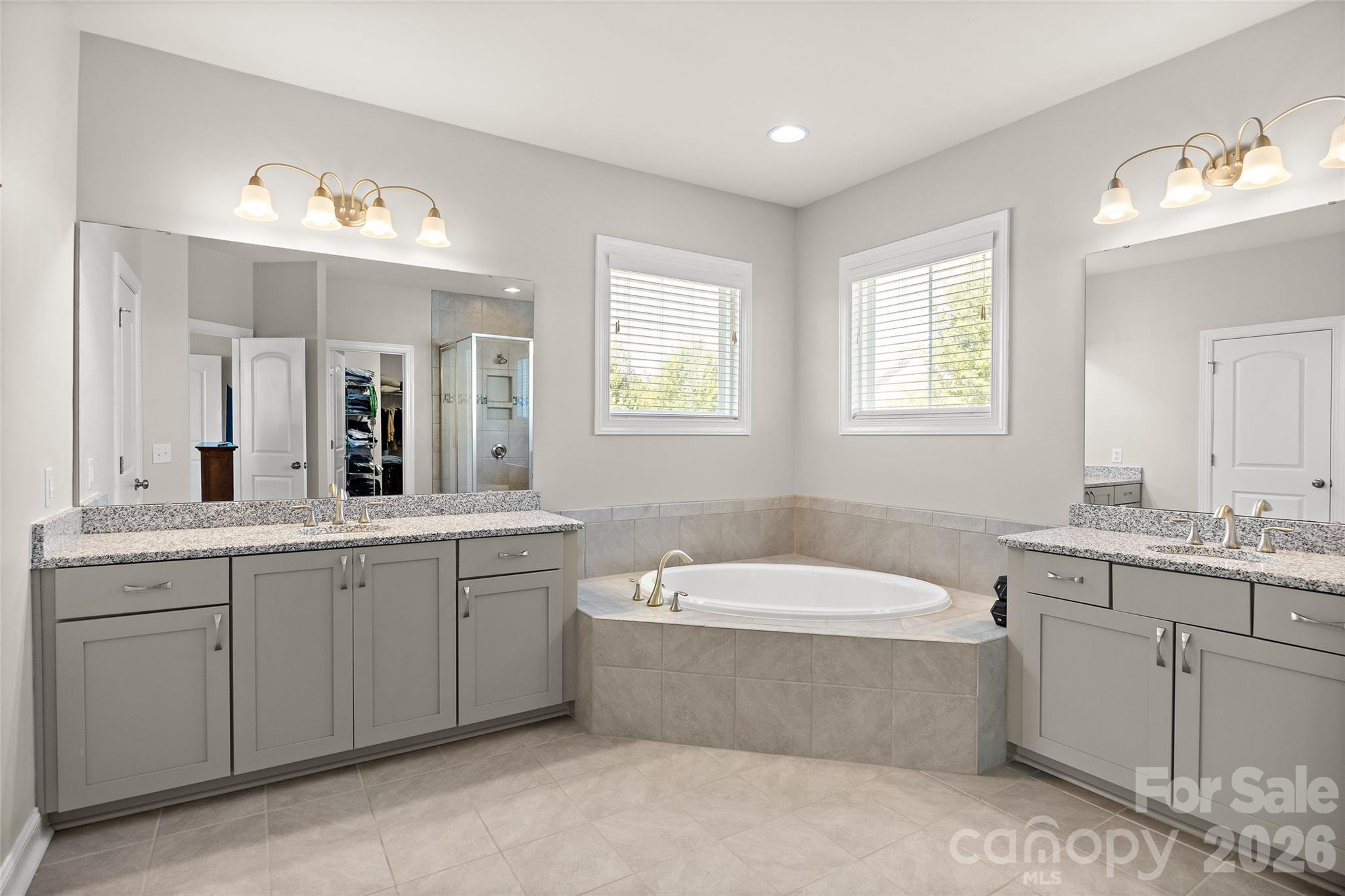 Double Vanities in Primary Bath - 1557 Cedar Park Drive, Pineville