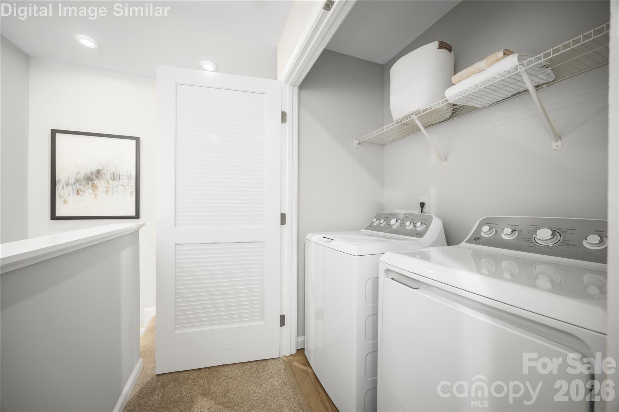 Laundry day made simple—washer and dryer included in a convenient upstairs closet for easy access and everyday efficiency. - 5223 Macvittie Lane, Charlotte