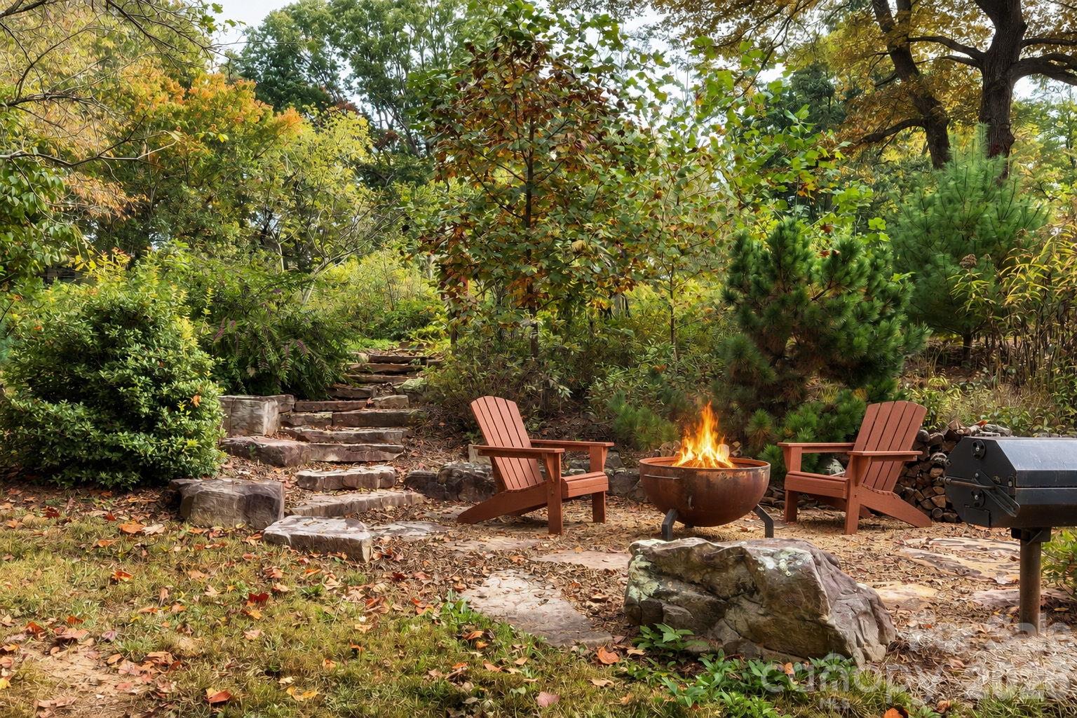 Community fire pit and grill - 30 Hawberry Court, Asheville