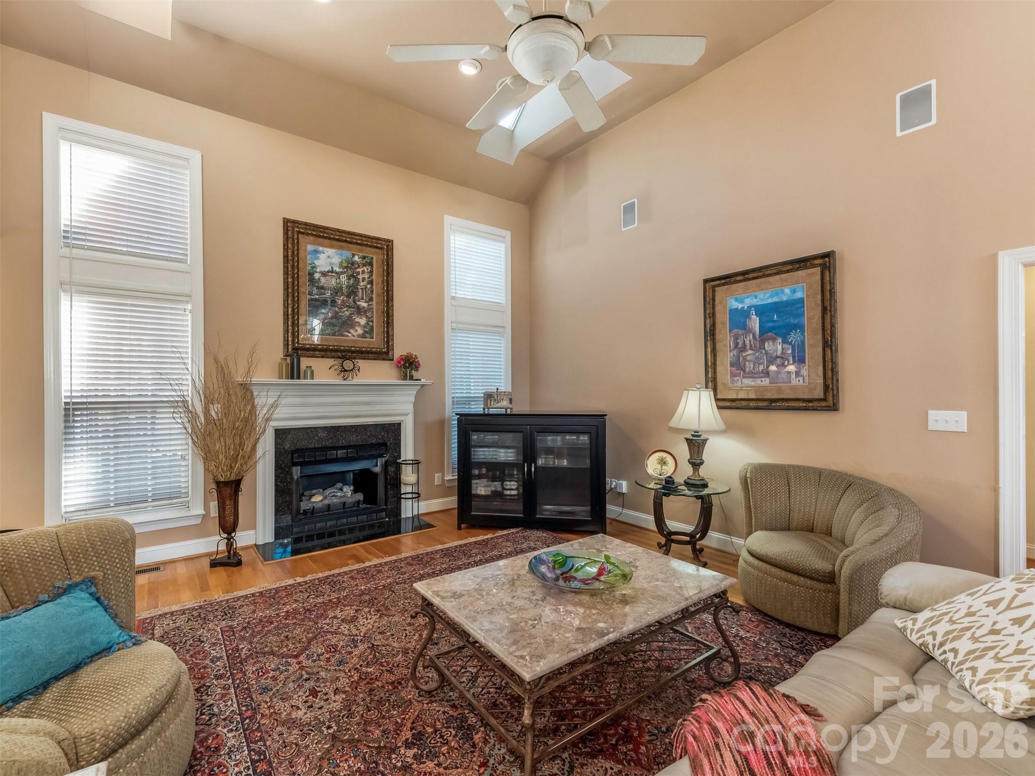 Great room with fireplace - 714 Corinthian Place, Charlotte