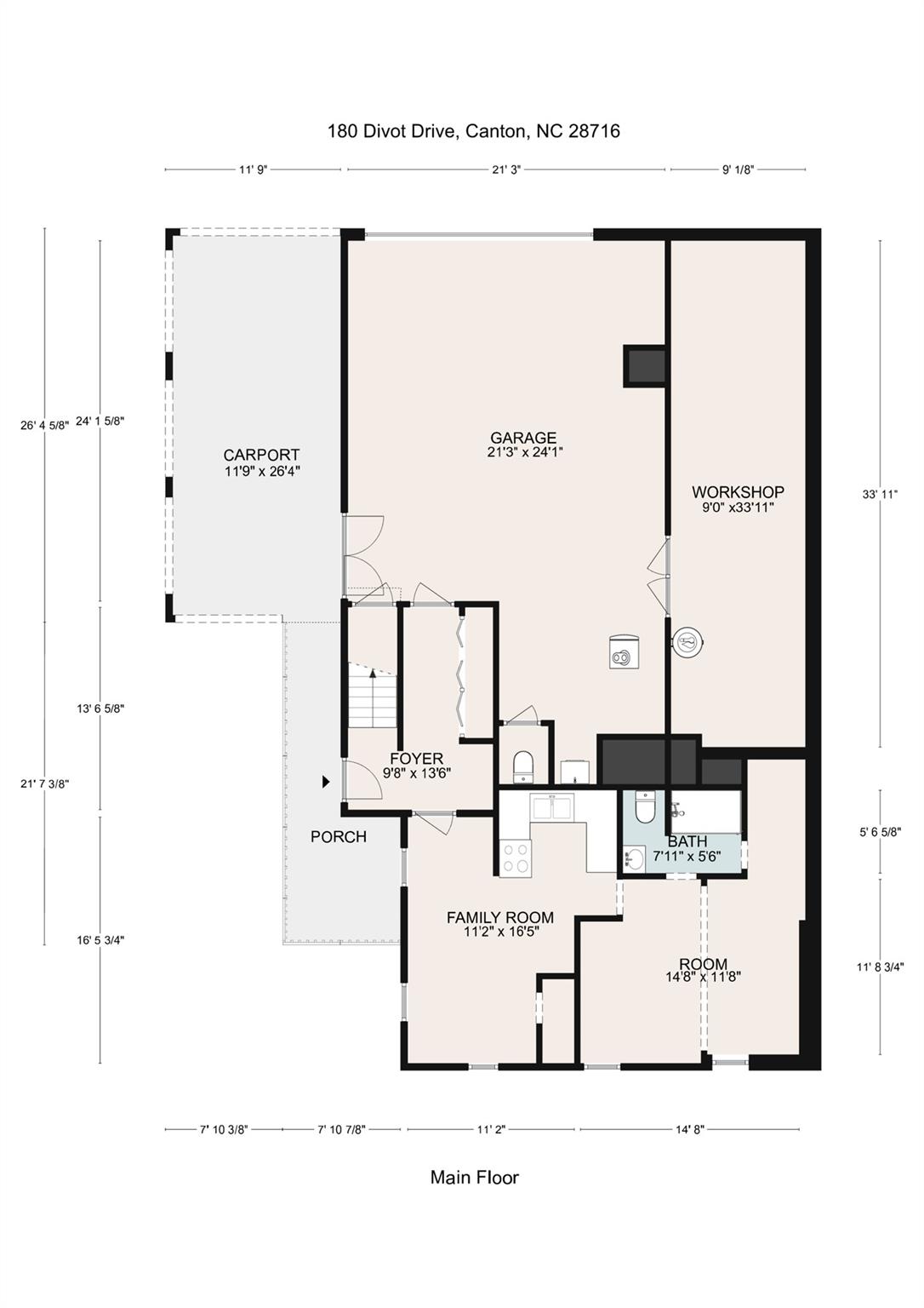 Main Level Floorplan - 180 Divot Drive, Canton