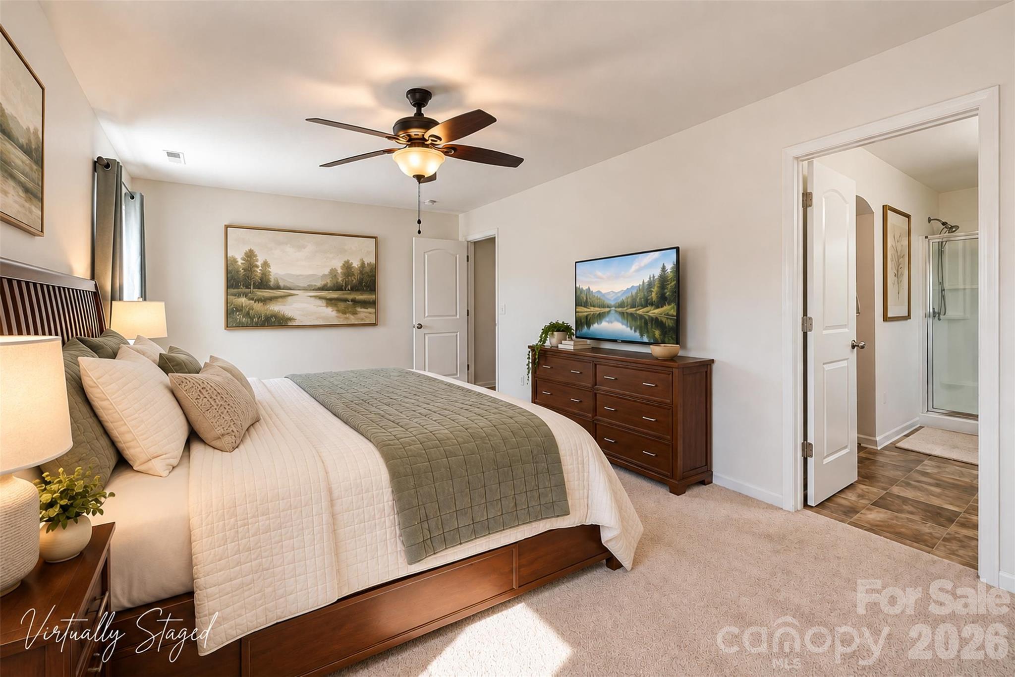 Virtually Staged - Primary Bedroom - 2304 Amesbury Court, Albemarle
