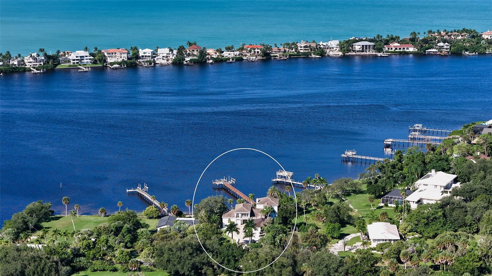 Ariel view of property on Blackburn Bay - 2115 LYCHEE LN, NOKOMIS