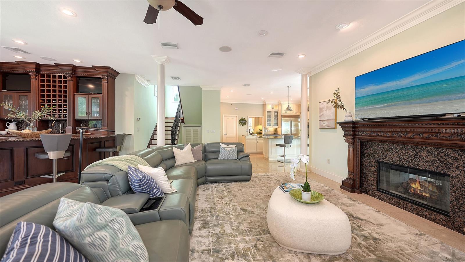 Family room with gas fireplace - 2115 LYCHEE LN, NOKOMIS