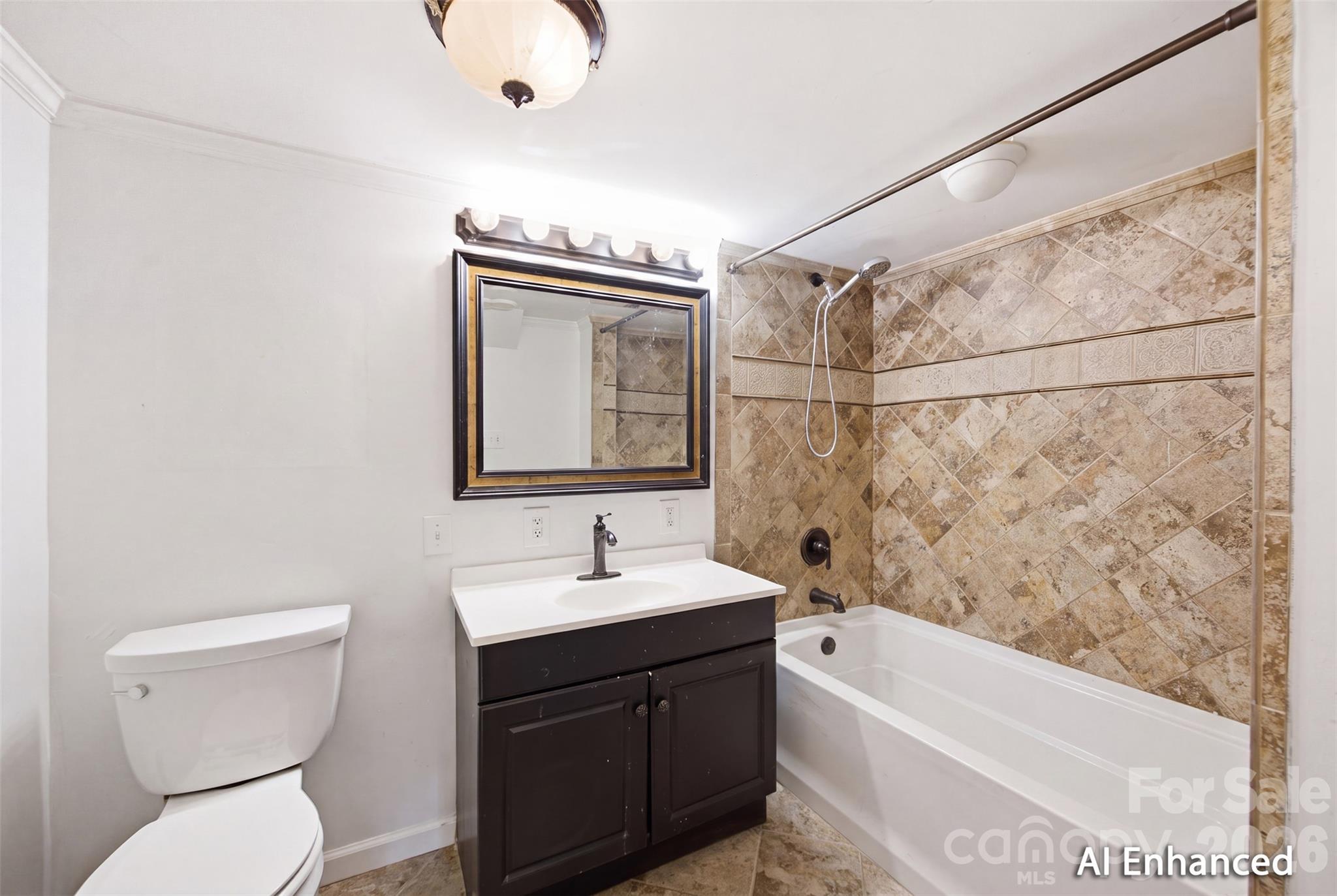 Downstairs Bathroom. Virtually enhanced. Ceiling is under 7 Feet. - 146 Duck Cove Road, Belmont