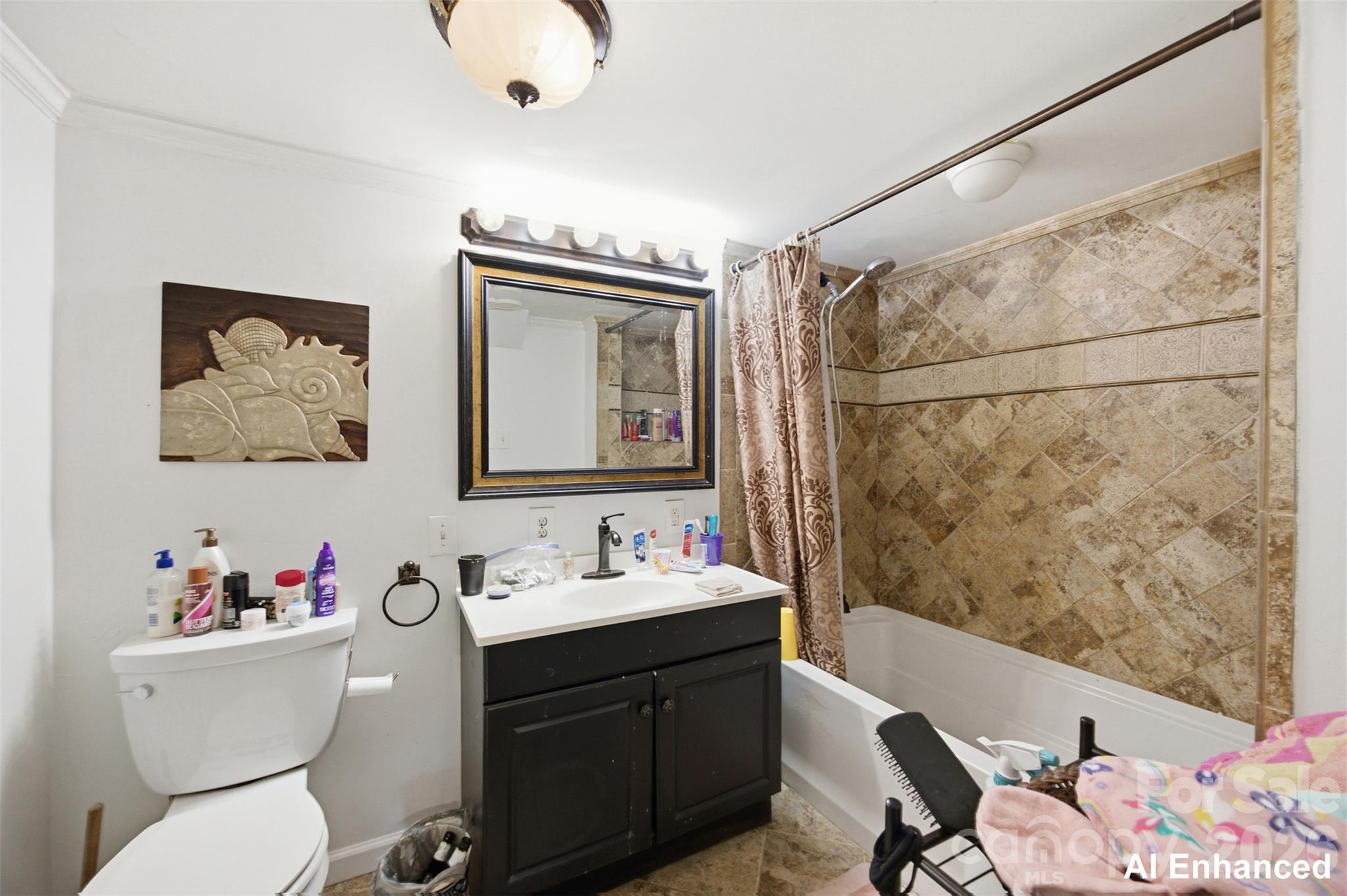 Downstairs Bathroom. Ceiling is under 7 Feet. - 146 Duck Cove Road, Belmont