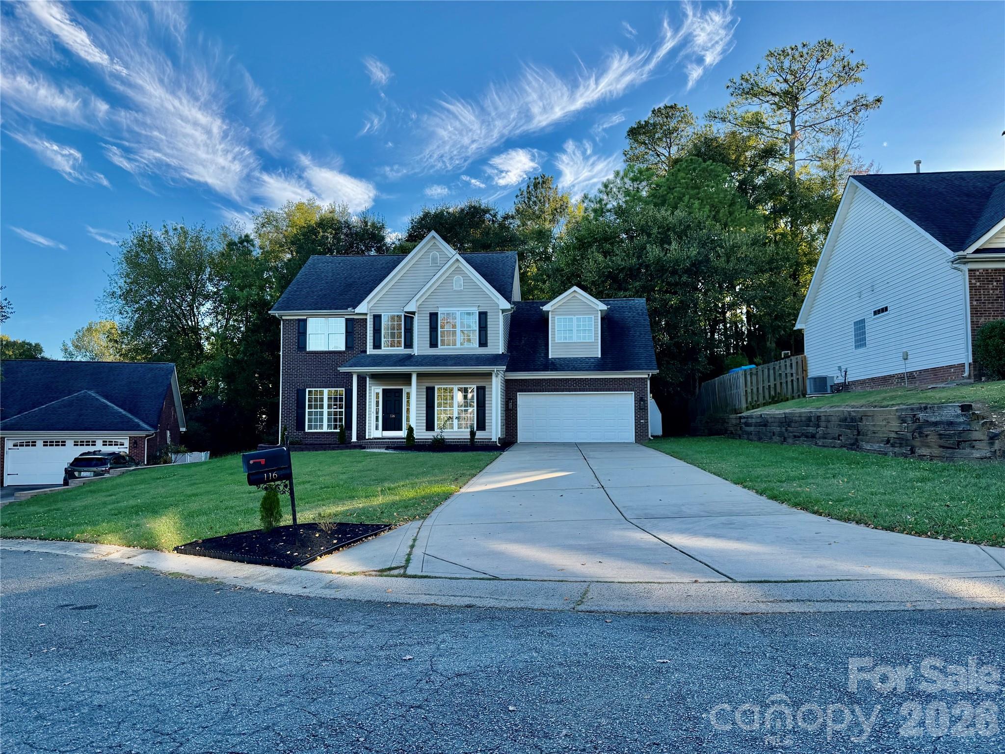 Brick Painted to give it that WOW factor and added black shutters. Front view with long driveway view. Cul-de-sac lot. - 116 Huckleberry Lane, Mount Holly