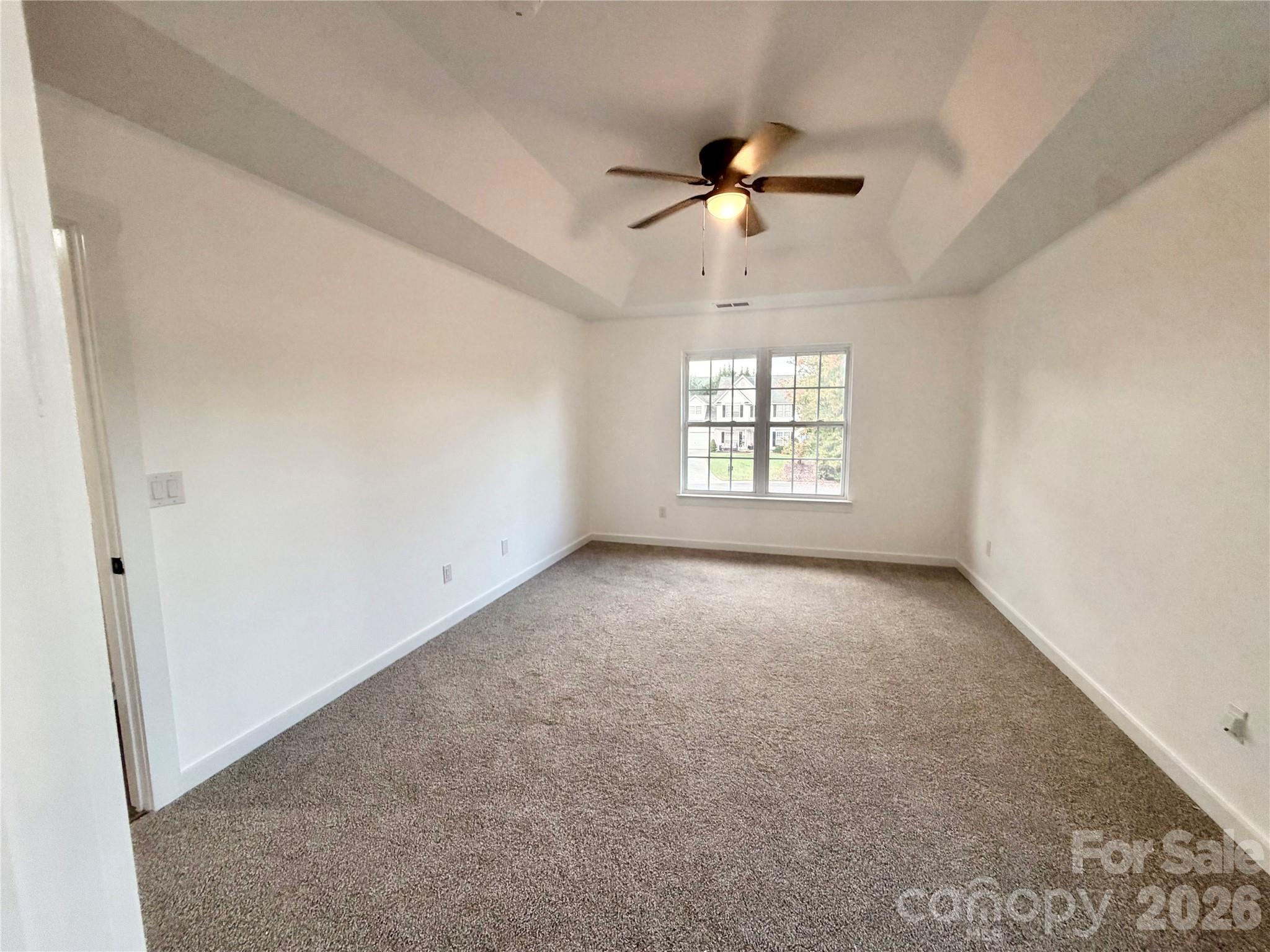 Primary Bedroom with Trey Ceiling which makes the room appear larger, New Carpet - 116 Huckleberry Lane, Mount Holly