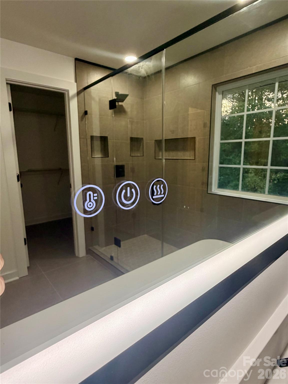 Primary Bathroom - Control Buttons on Smart Mirror - 116 Huckleberry Lane, Mount Holly