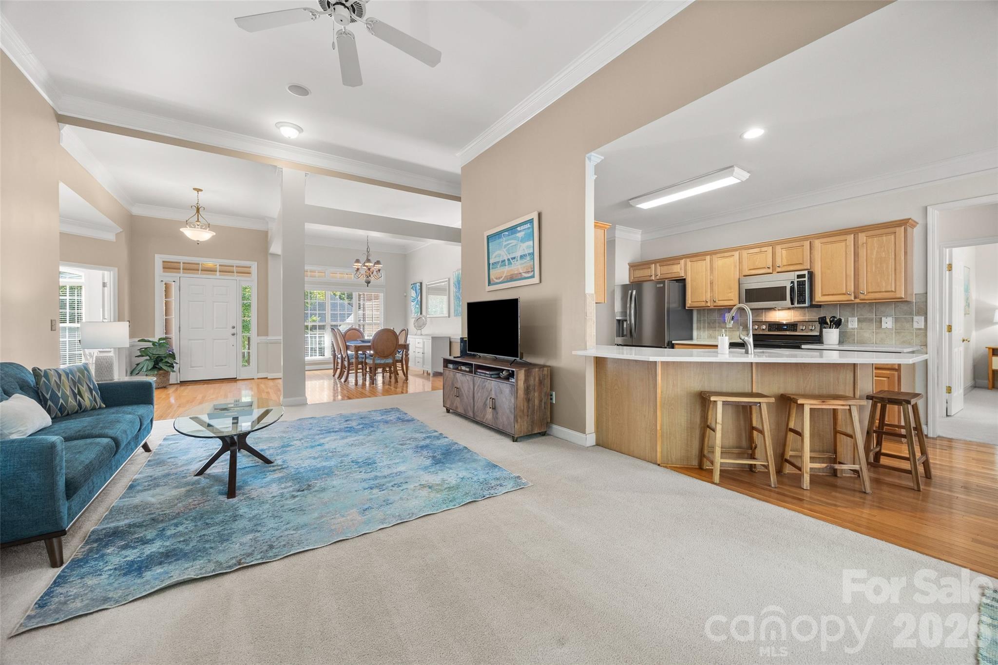 Great Room with gas fireplace - 1718 Sanridge Wind Lane, Charlotte