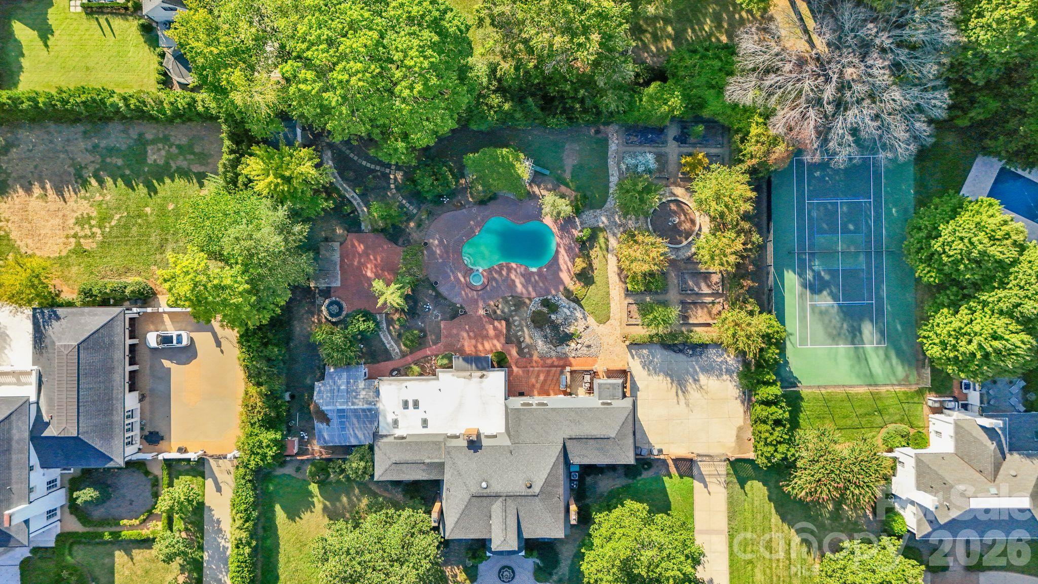 Aerial property view - 3452 Sharon Road, Charlotte