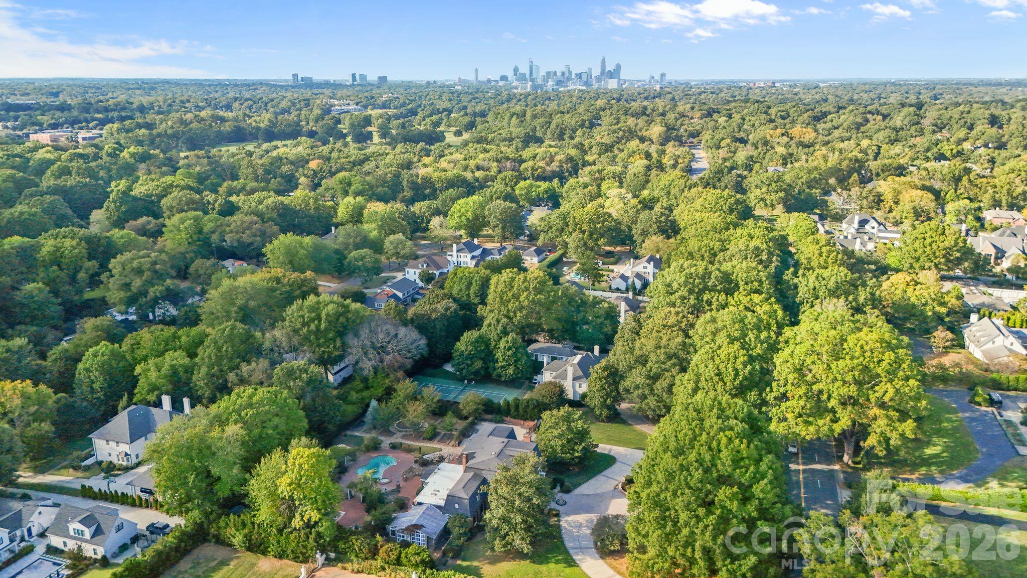 Aerial property view - 3452 Sharon Road, Charlotte