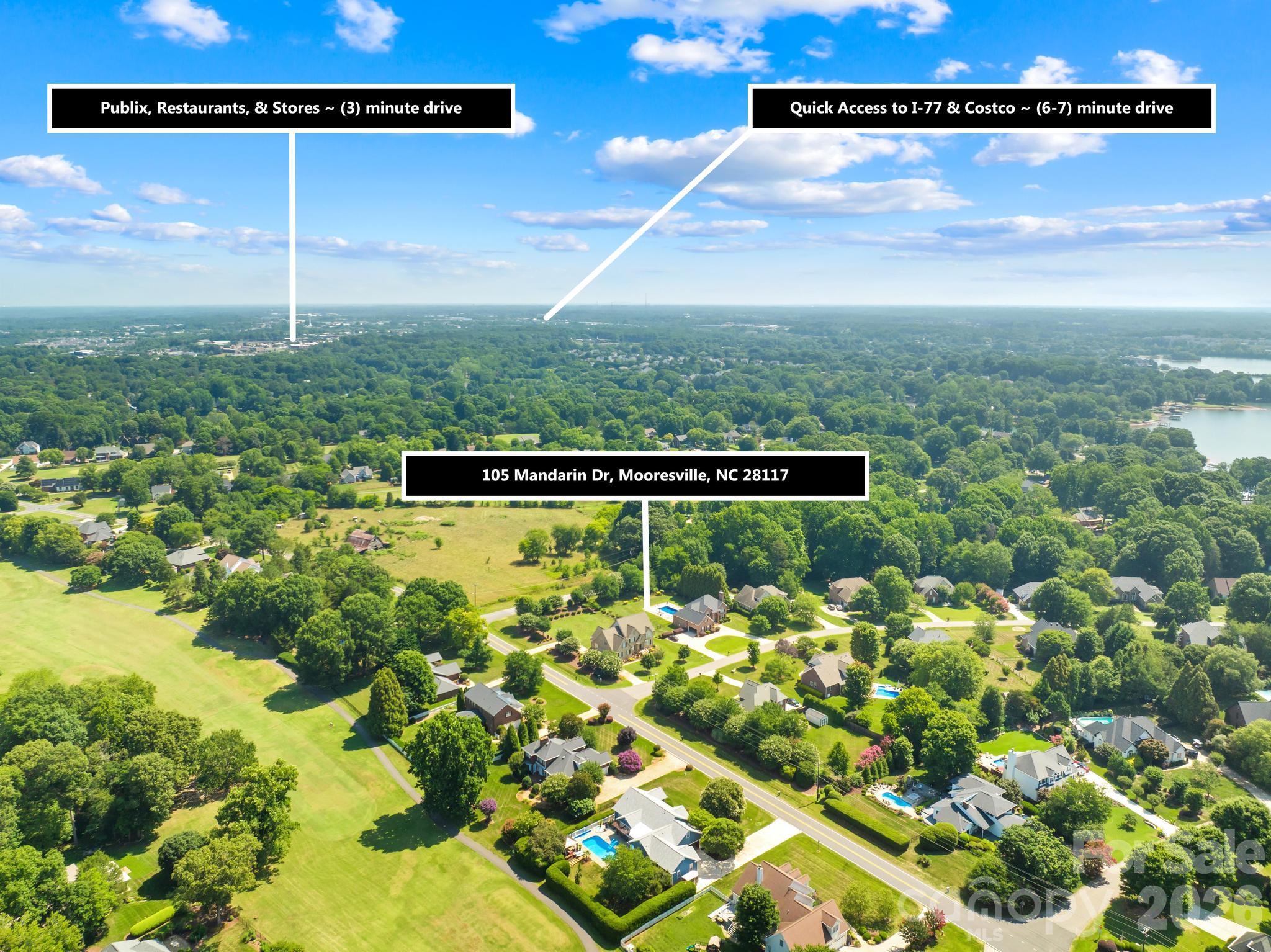 Aerial View of shopping, stores and I-77 - 105 Mandarin Drive, Mooresville