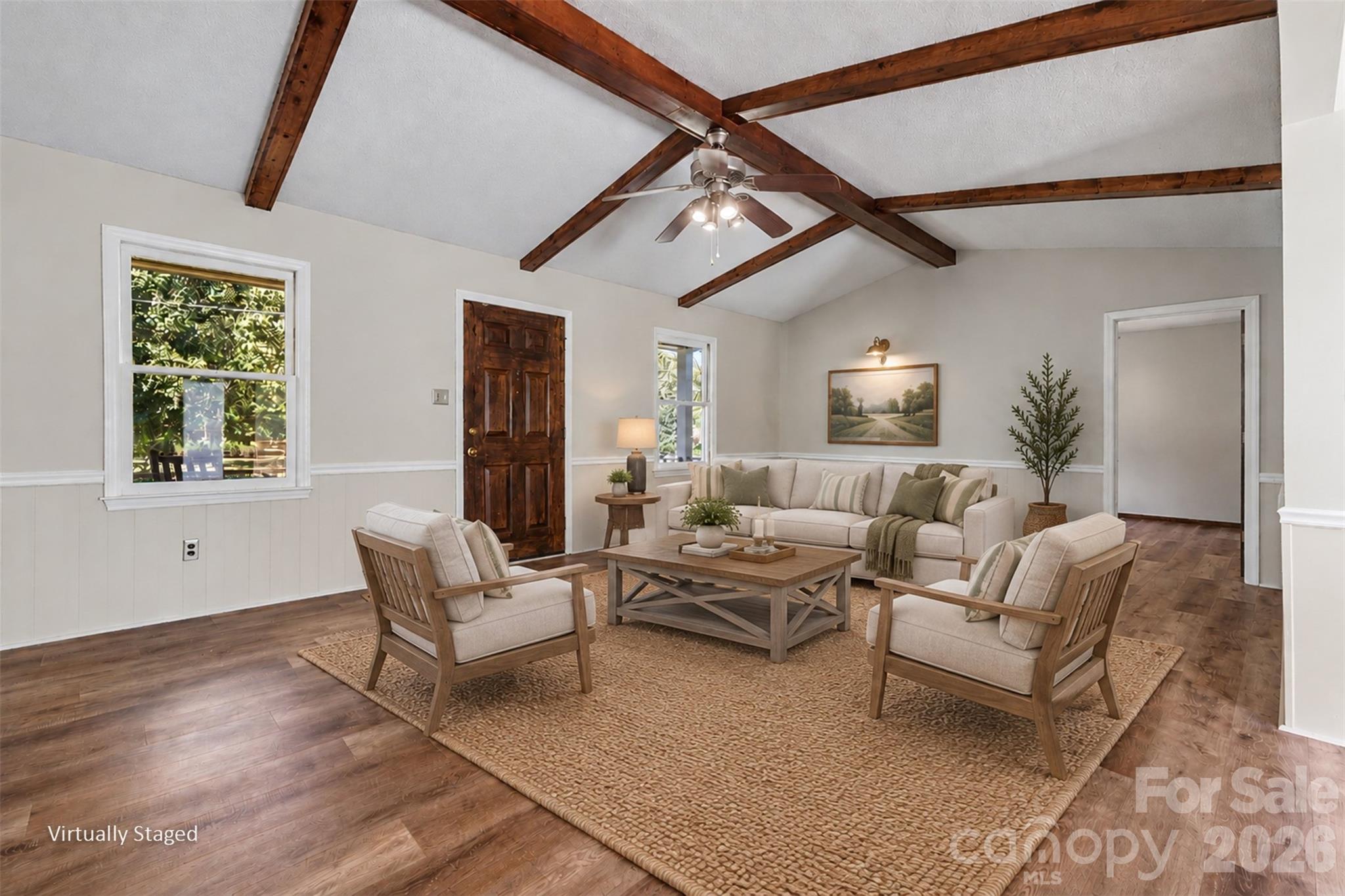You'll love the vaulted ceiling and exposed wood beams. - 102 Roxie Lane, Belmont