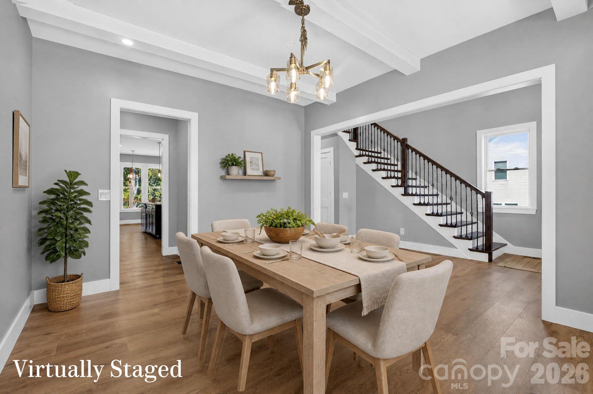 Virtually staged dining room. - 160 Pumice Drive, Statesville