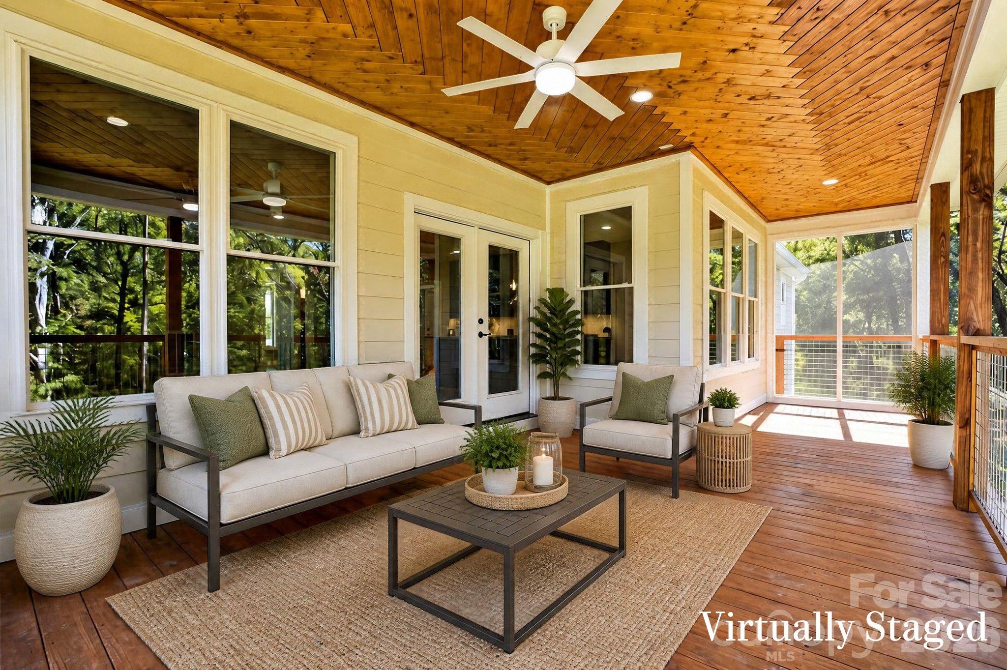 Virtually staged covered back deck. There are many ways you can use this space. - 160 Pumice Drive, Statesville