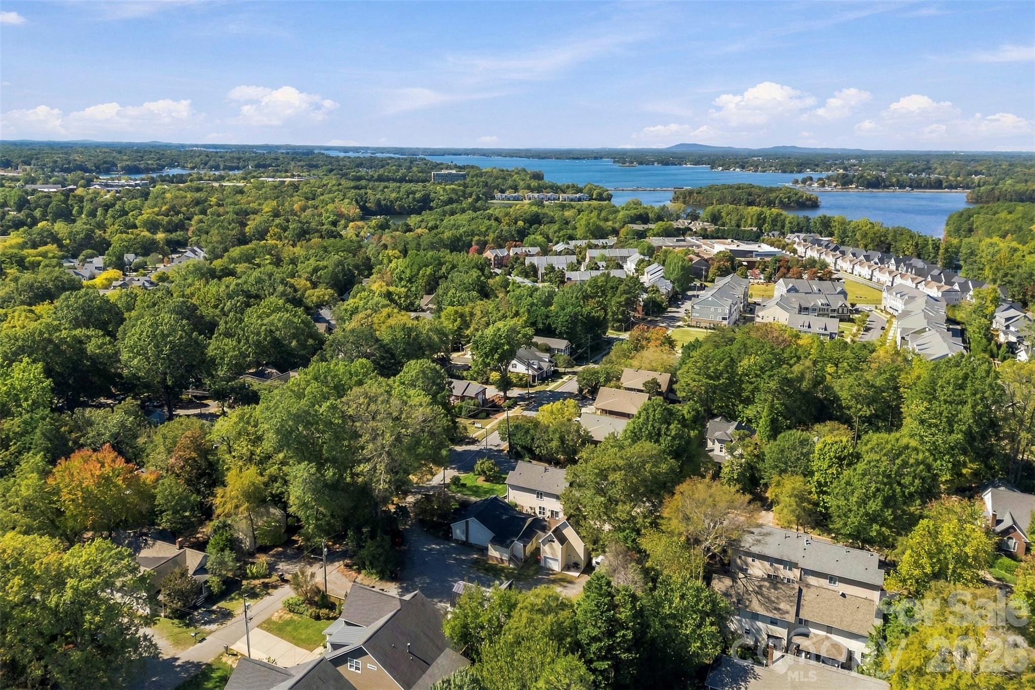 Aerial view toward Lake Norman. - 220 Armour Street, Davidson