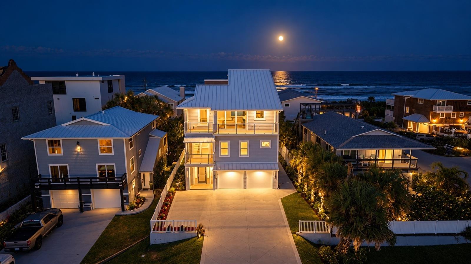 Night Shot looking East Virtually Staged - 6191 TURTLEMOUND RD, NEW SMYRNA BEACH