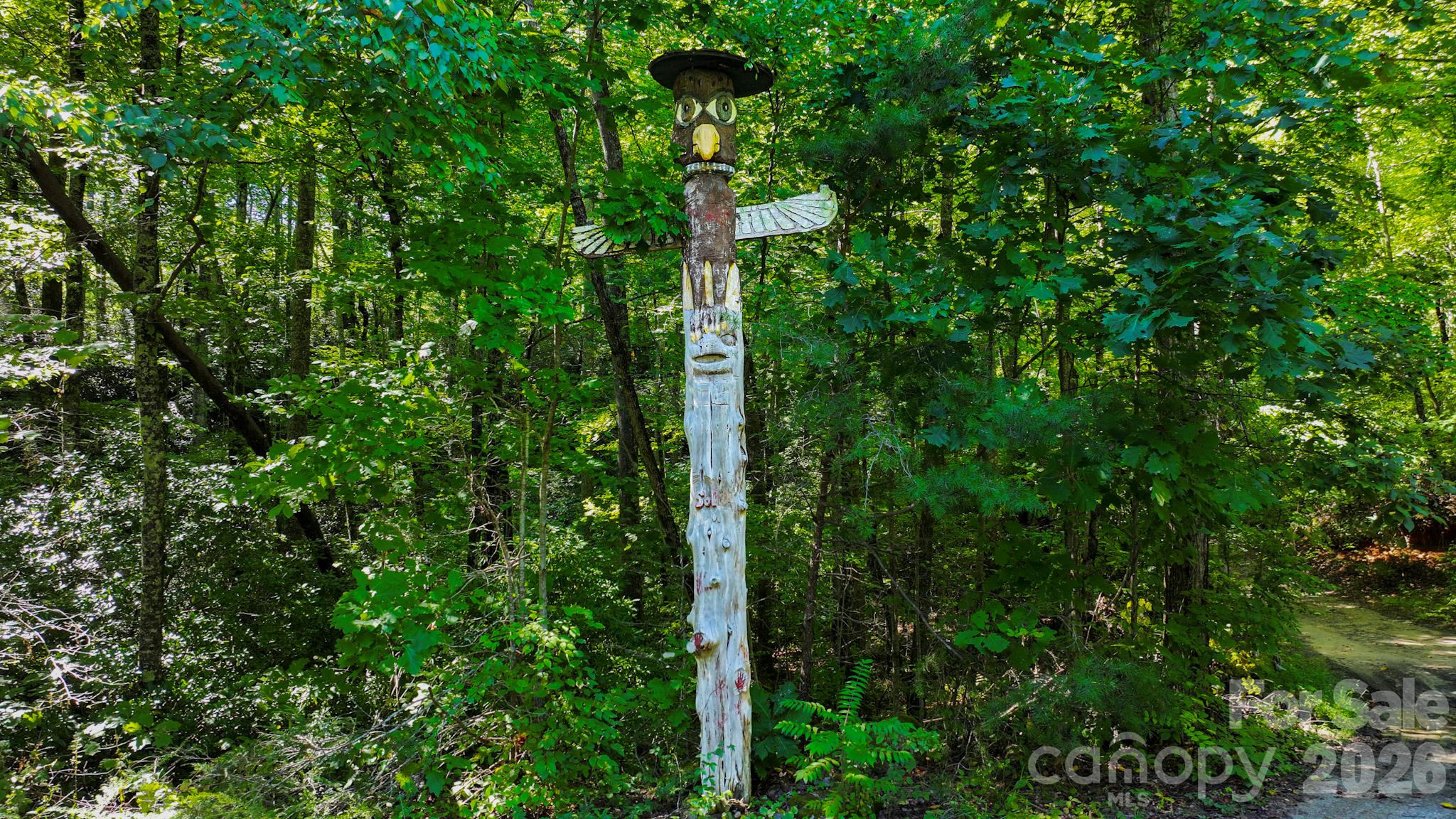 Hand Carved Cedar Totem Pole - 171 Camp Elliott Road, Black Mountain