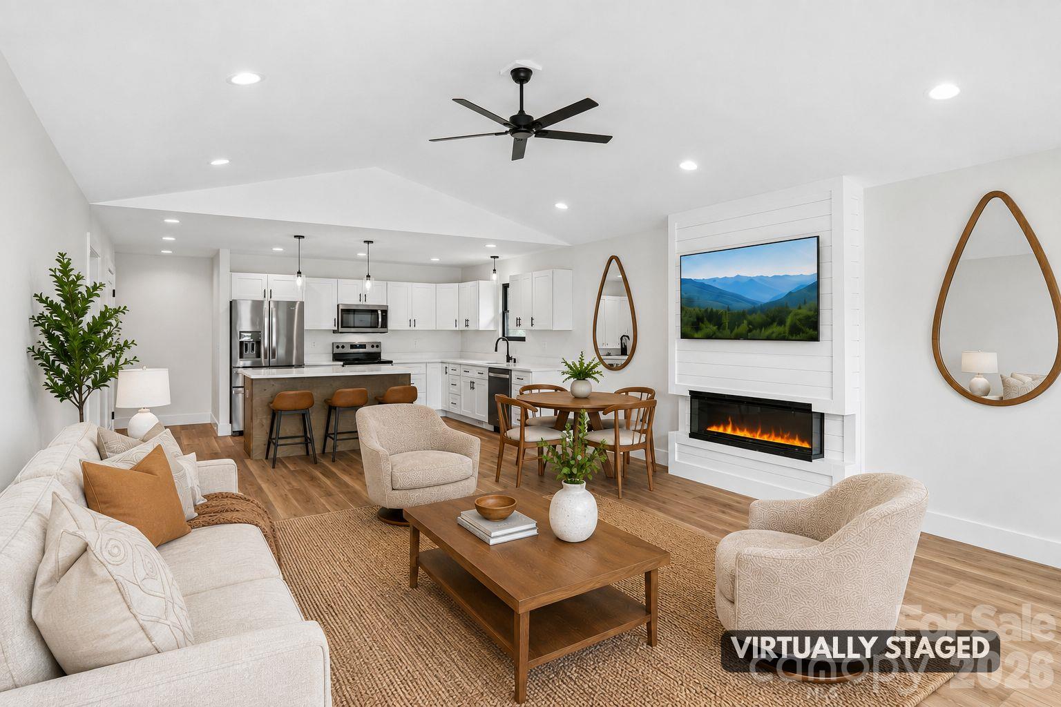 Virtually Staged Living room. - 140 N Main Street, Mars Hill