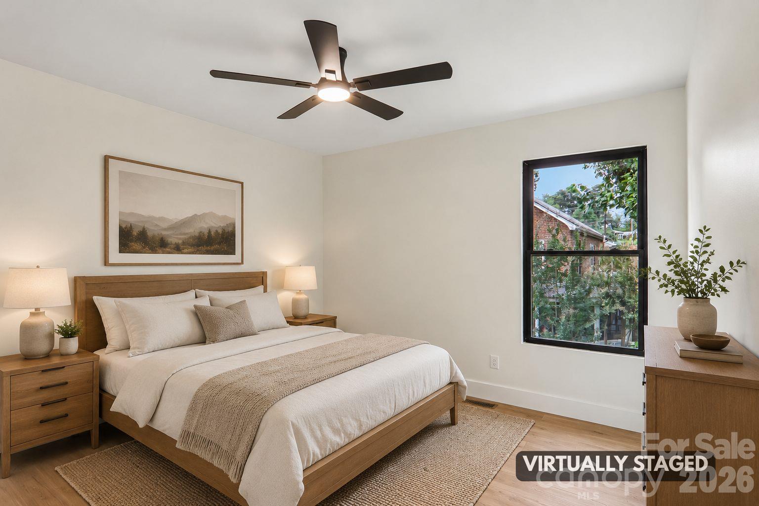 Virtually Staged Bedroom 2. - 140 N Main Street, Mars Hill