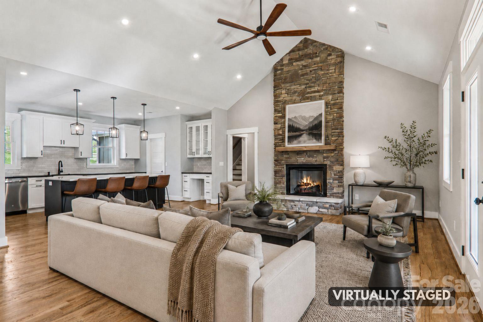 Virtually Staged Living Room. - 1060 California Creek Road, Mars Hill