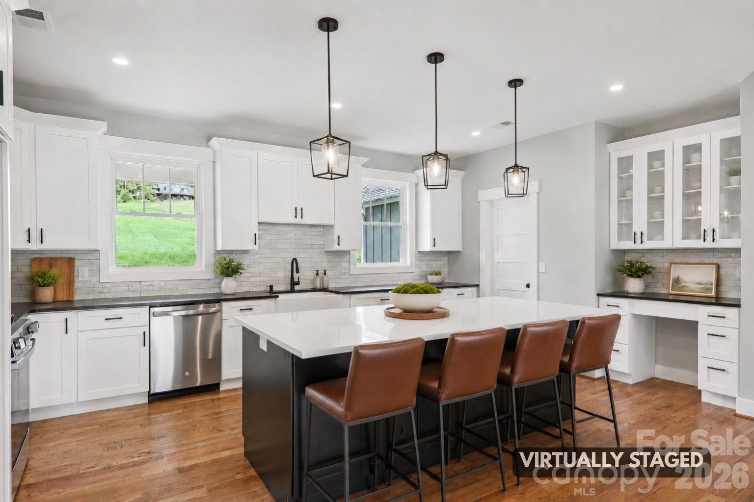 Virtually Staged Kitchen. - 1060 California Creek Road, Mars Hill