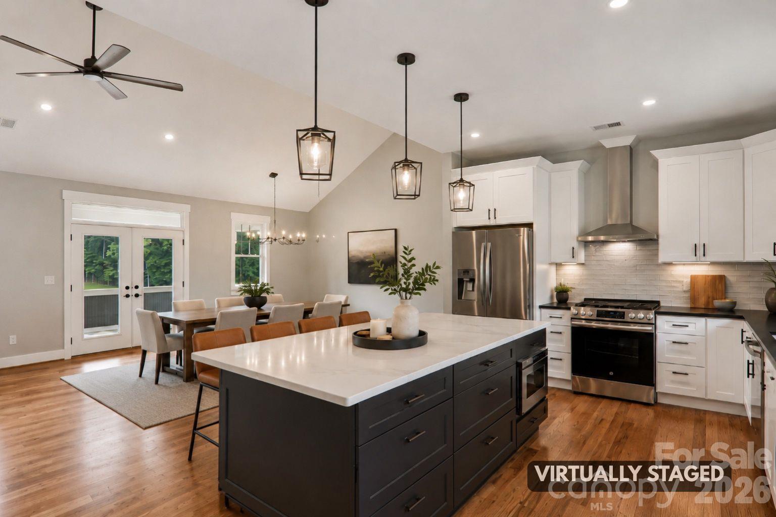 Virtually Staged Kitchen Island. - 1060 California Creek Road, Mars Hill
