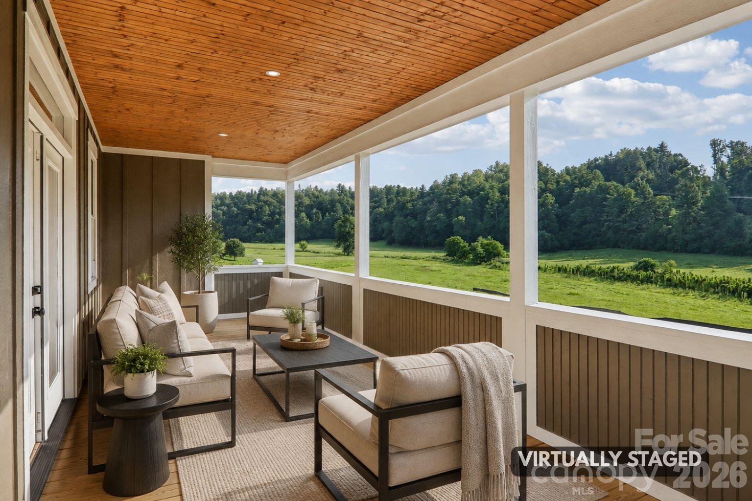 Virtually Staged Back Porch. - 1060 California Creek Road, Mars Hill