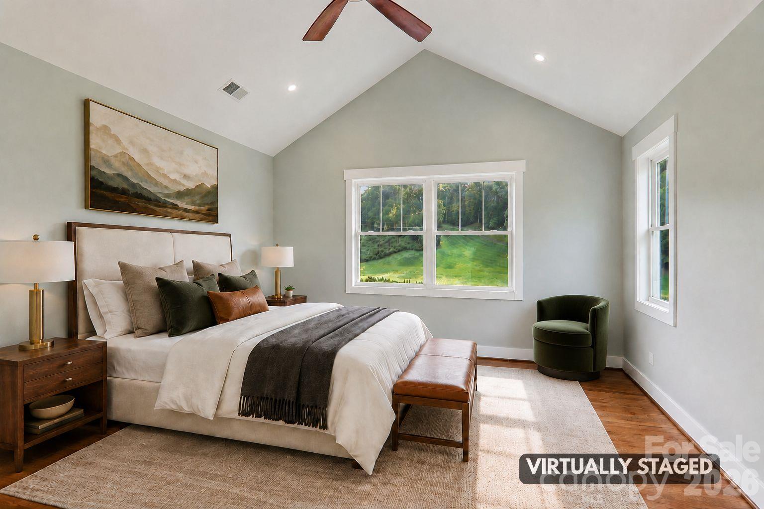 Virtually Staged Primary Bedroom. - 1060 California Creek Road, Mars Hill