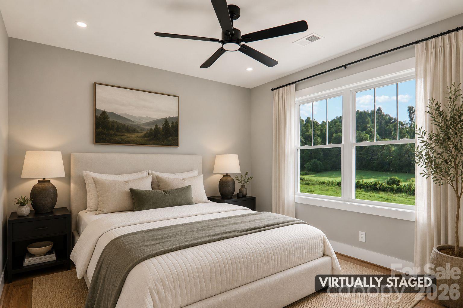 Virtually Staged Guest Bedroom 1. - 1060 California Creek Road, Mars Hill