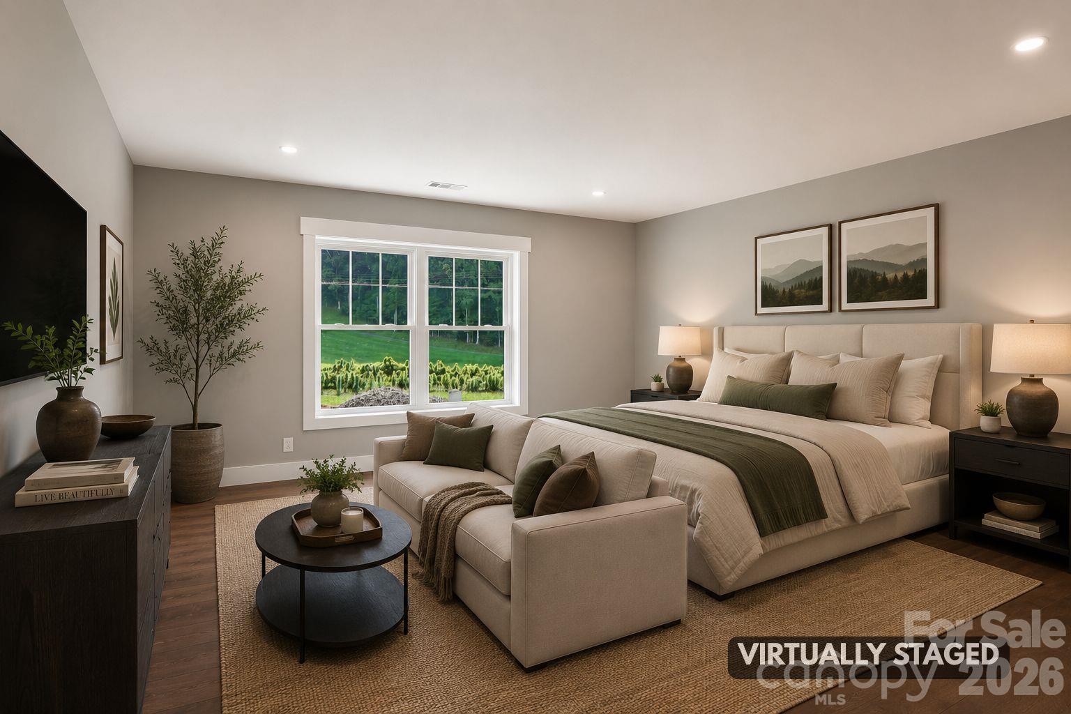 Virtually Staged Downstairs Bedroom. - 1060 California Creek Road, Mars Hill