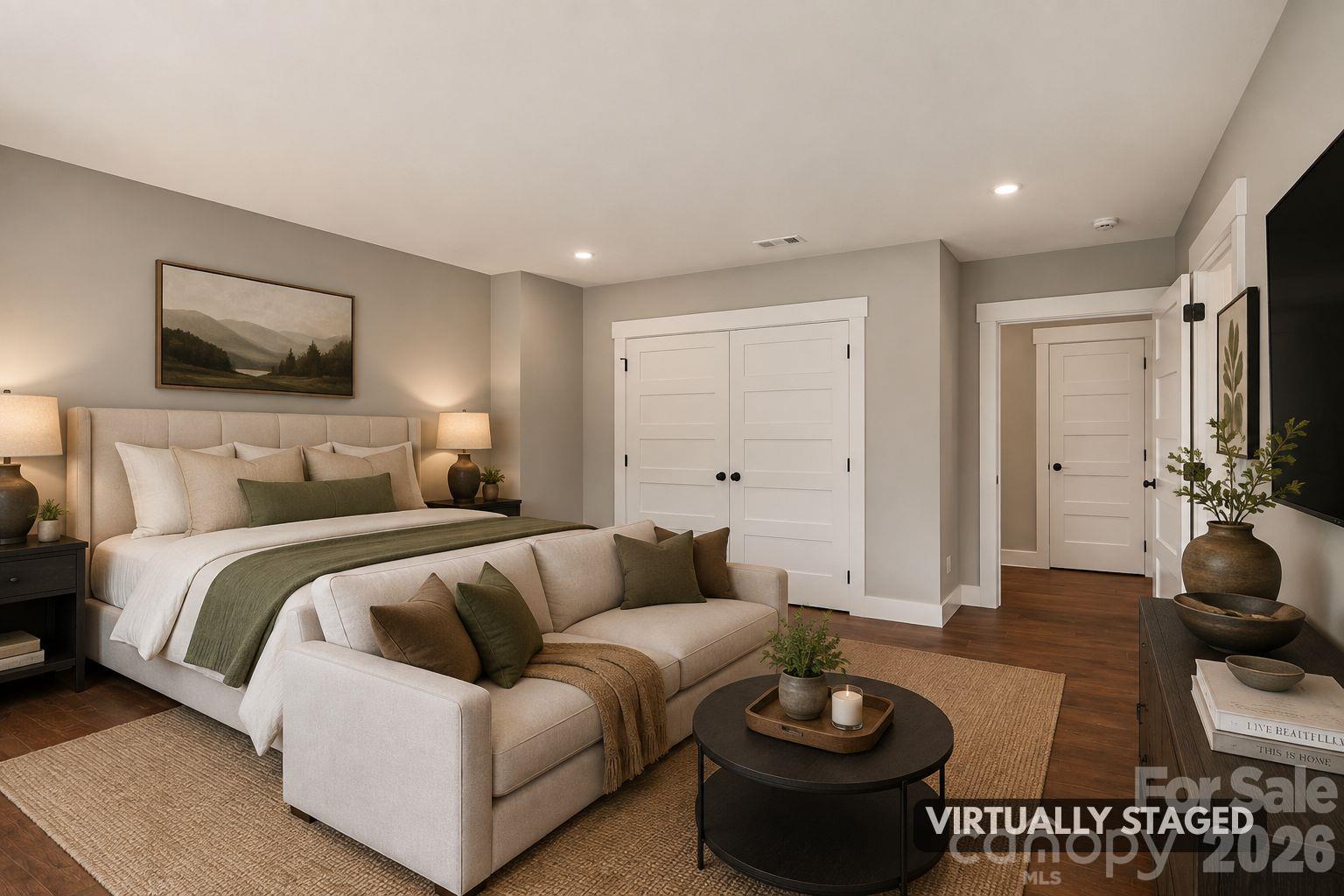 Virtually Staged Basement Bedroom. - 1060 California Creek Road, Mars Hill