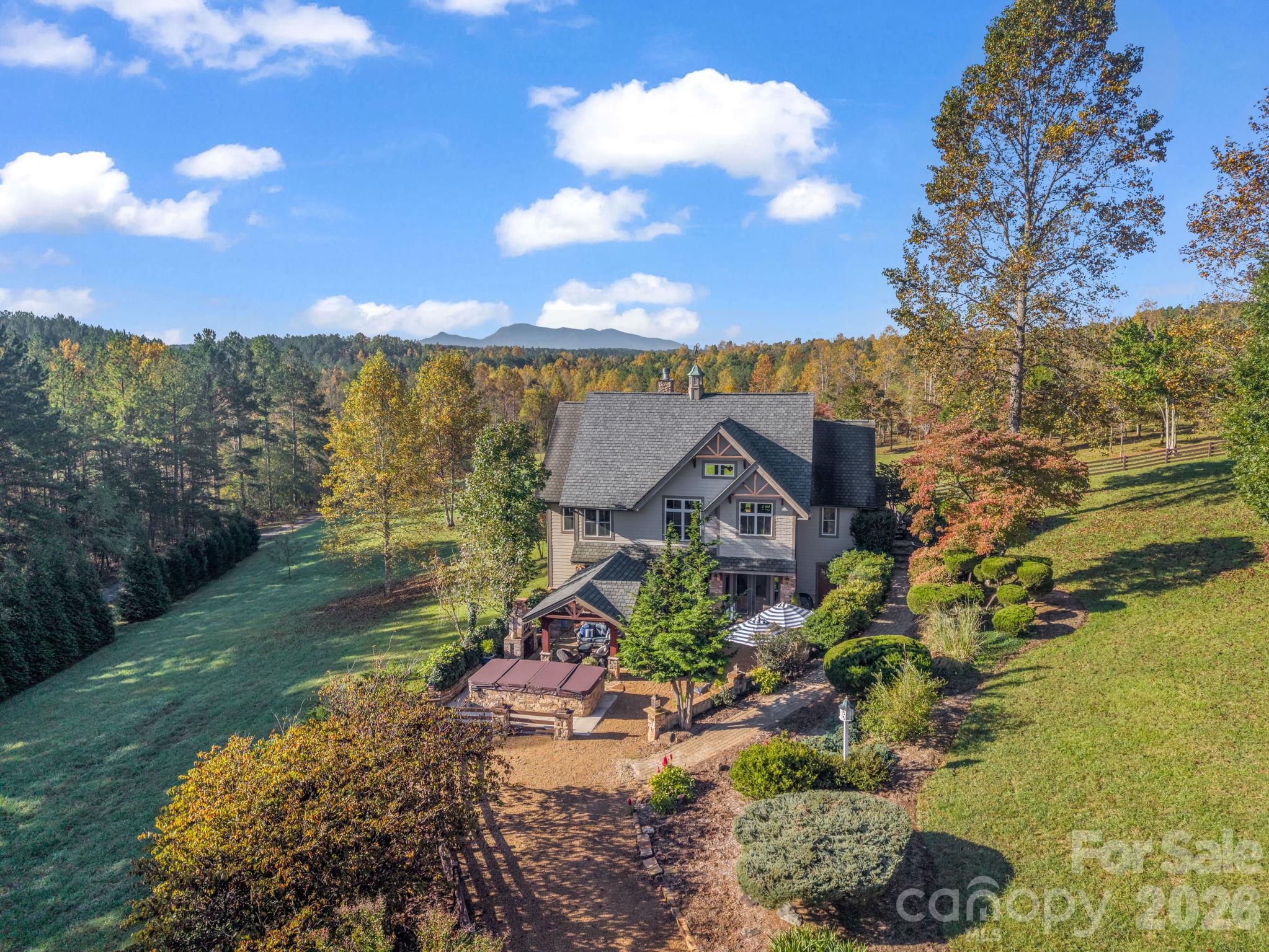 Aerial showcasing mountain views and privacy, inner parcel - 140 Blazing Star Lane, Mill Spring