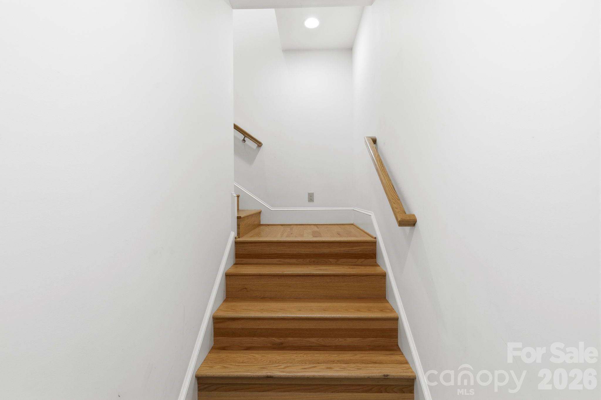 Stairs to 2nd Level with 3 BR, 2 offices, and a sewing room - 39 Williams Cove Road, Black Mountain