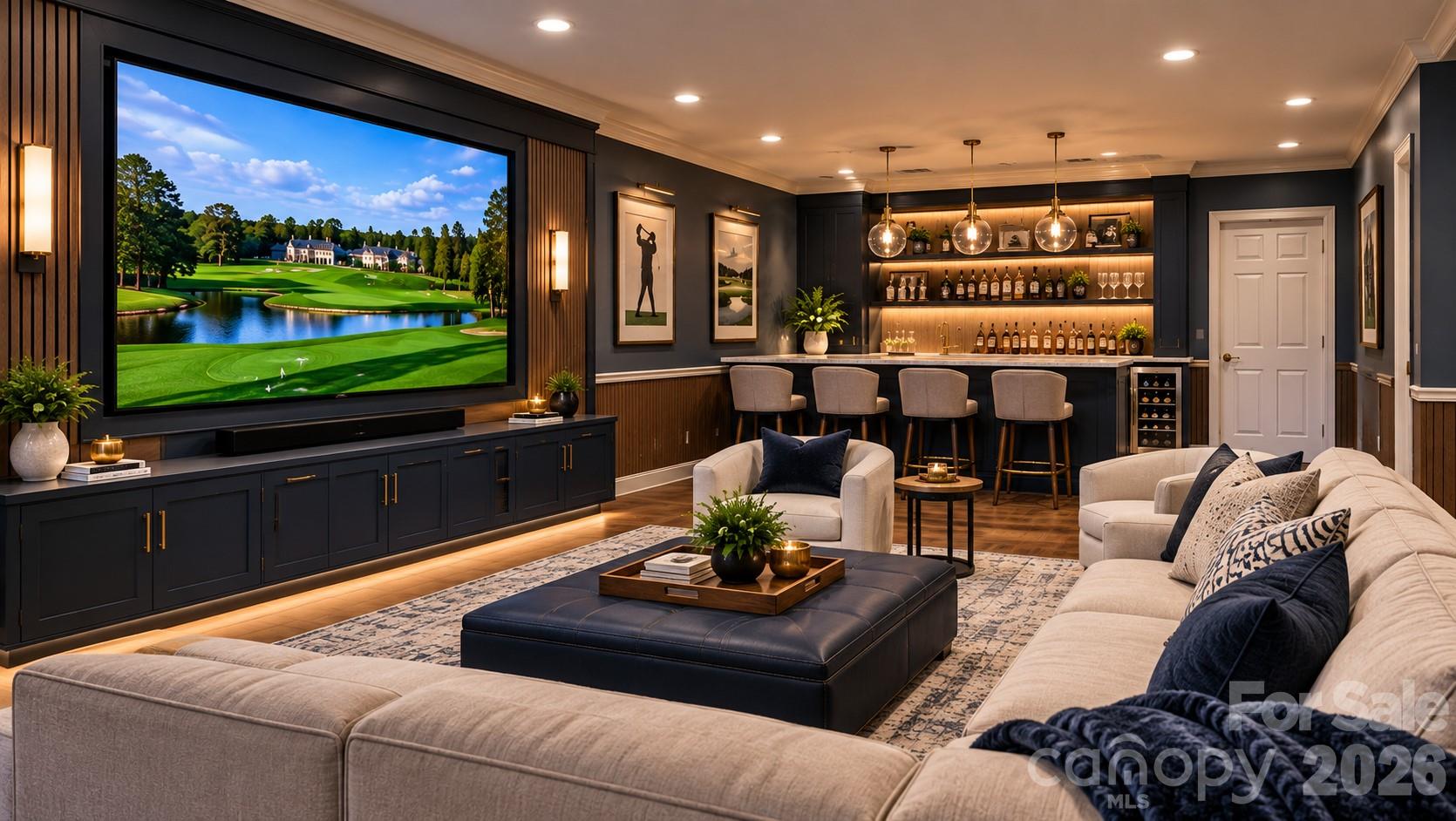 DIGITIALLY Staged Upstairs Flex: this could be your future Entertainment area ideal for a media room, man cave etc. - 5480 Glen Forest Drive, Charlotte