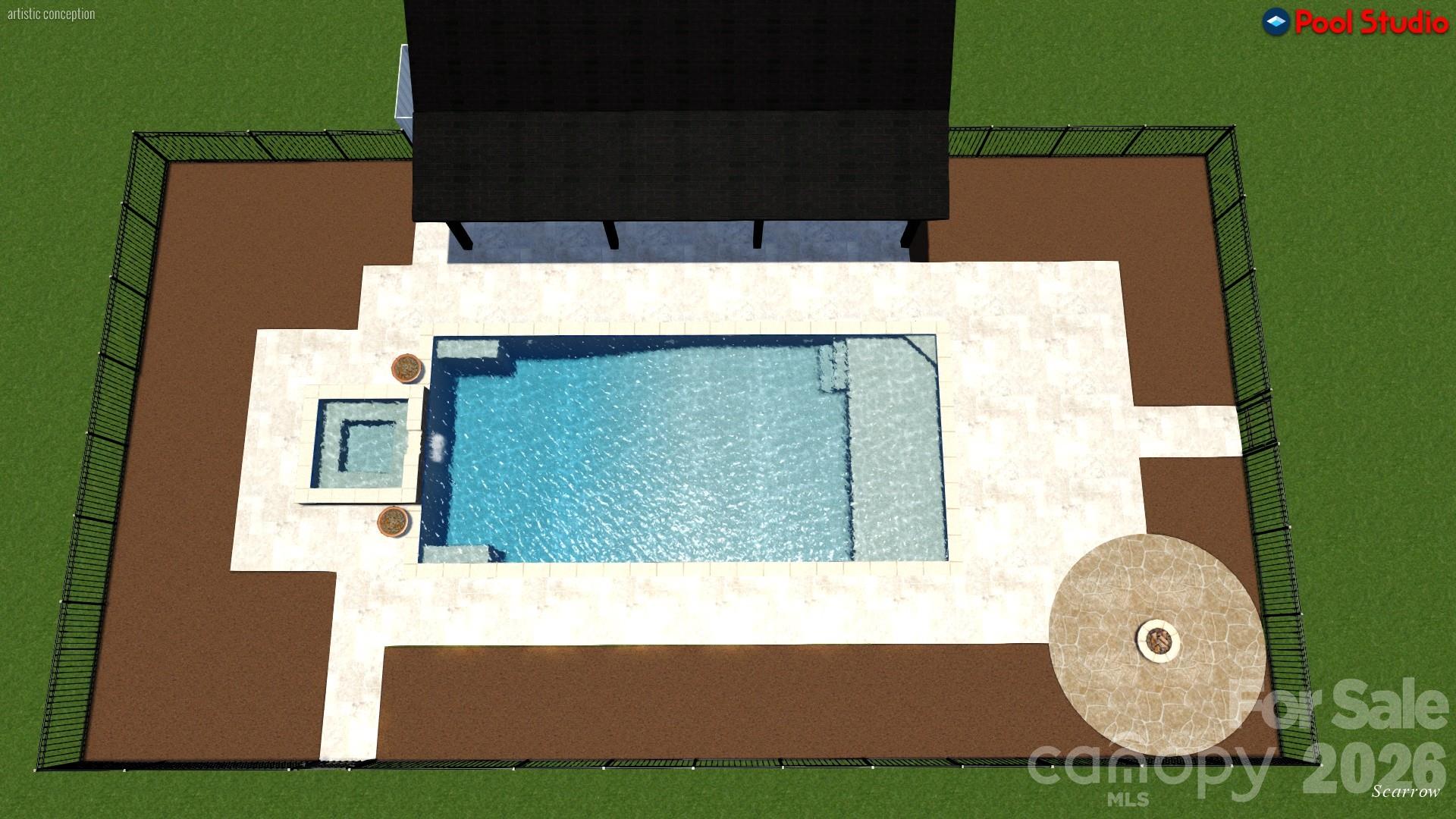 Drawings of possible pool in back yard from Magnolia Luxury Pools - 15800 Henry Lane, Huntersville