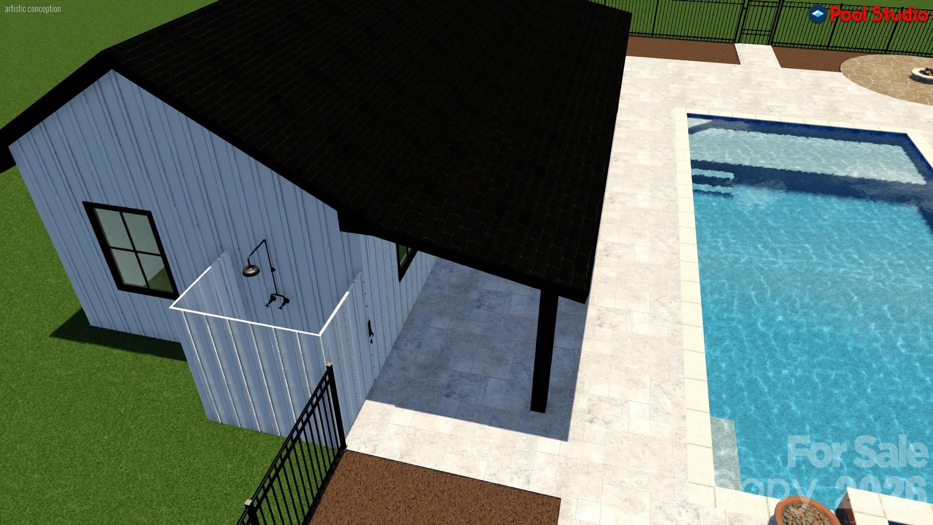 Drawings of possible pool in back yard from Magnolia Luxury Pools - 15800 Henry Lane, Huntersville