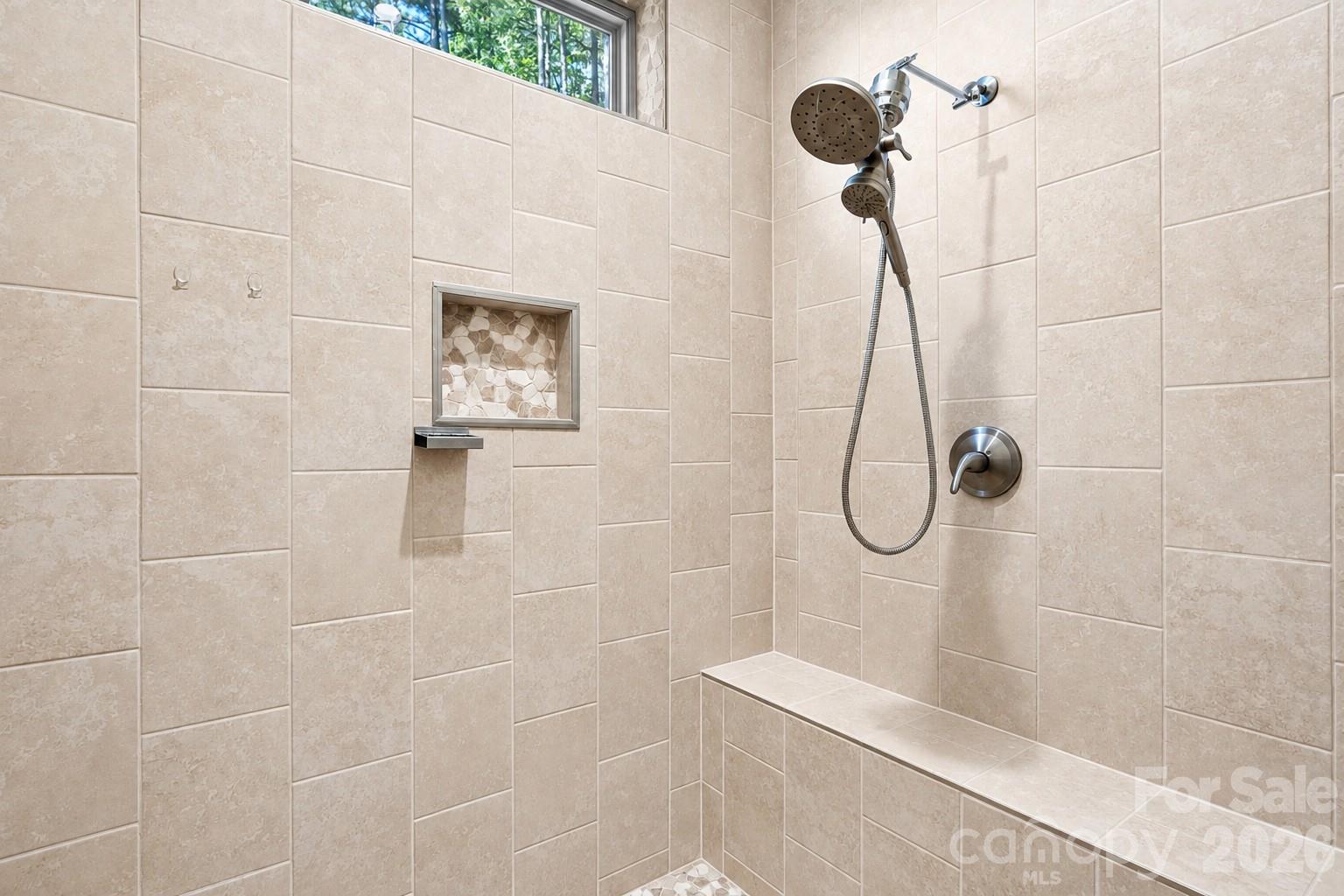 Zero entry, large tile shower in Primary - 3353 Rock Creek Road, Morganton